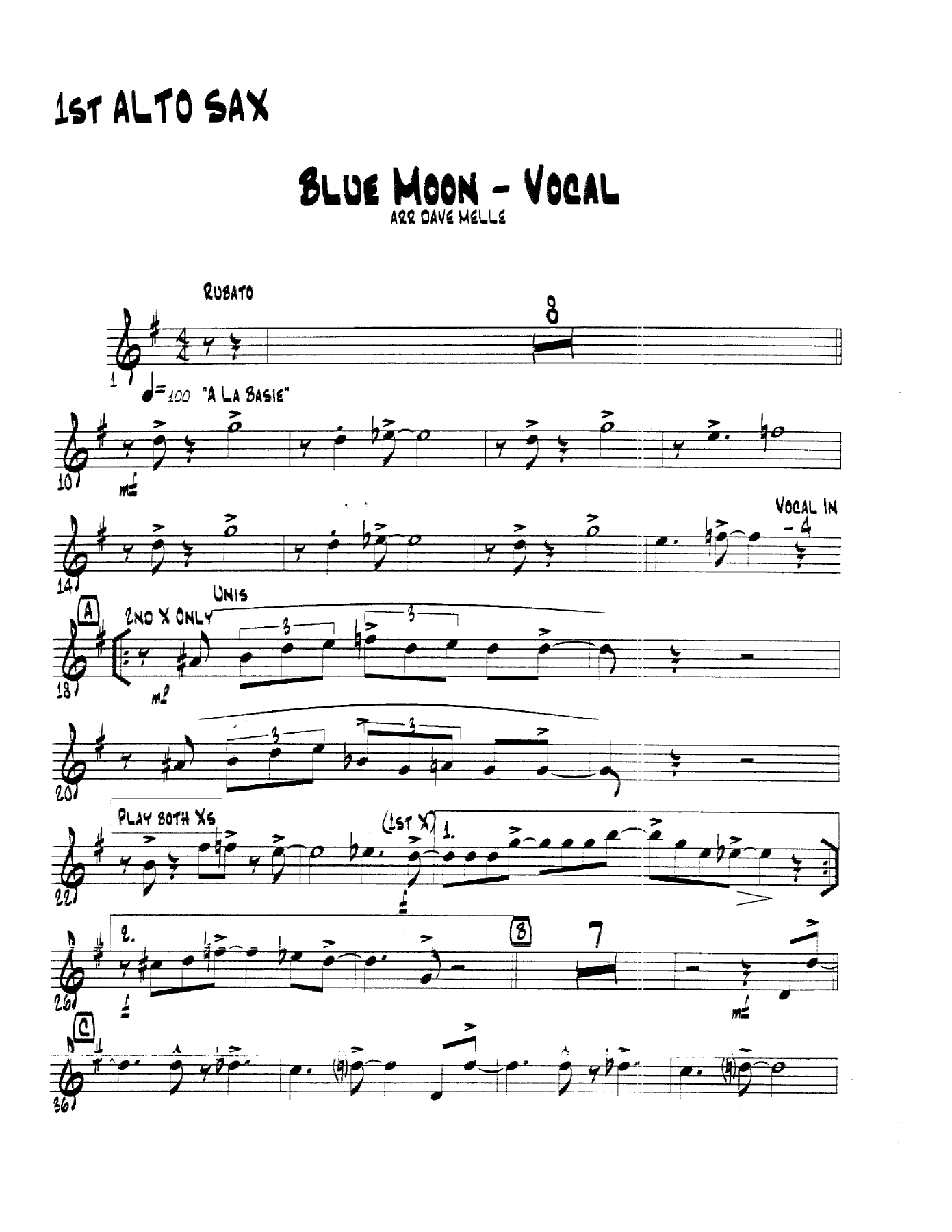 Blue Moon — sheet music preview