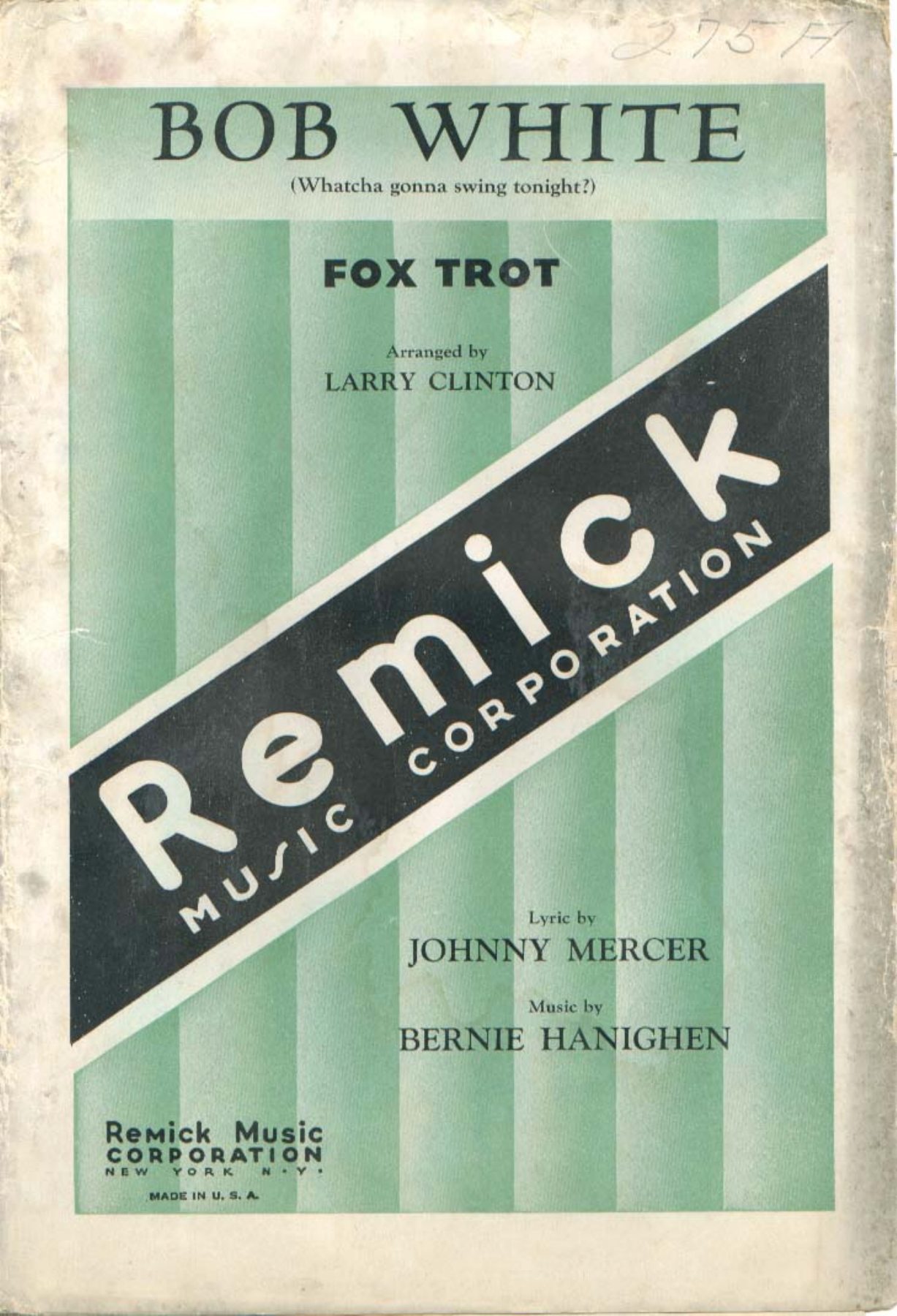 Bob White — sheet music cover (first page)