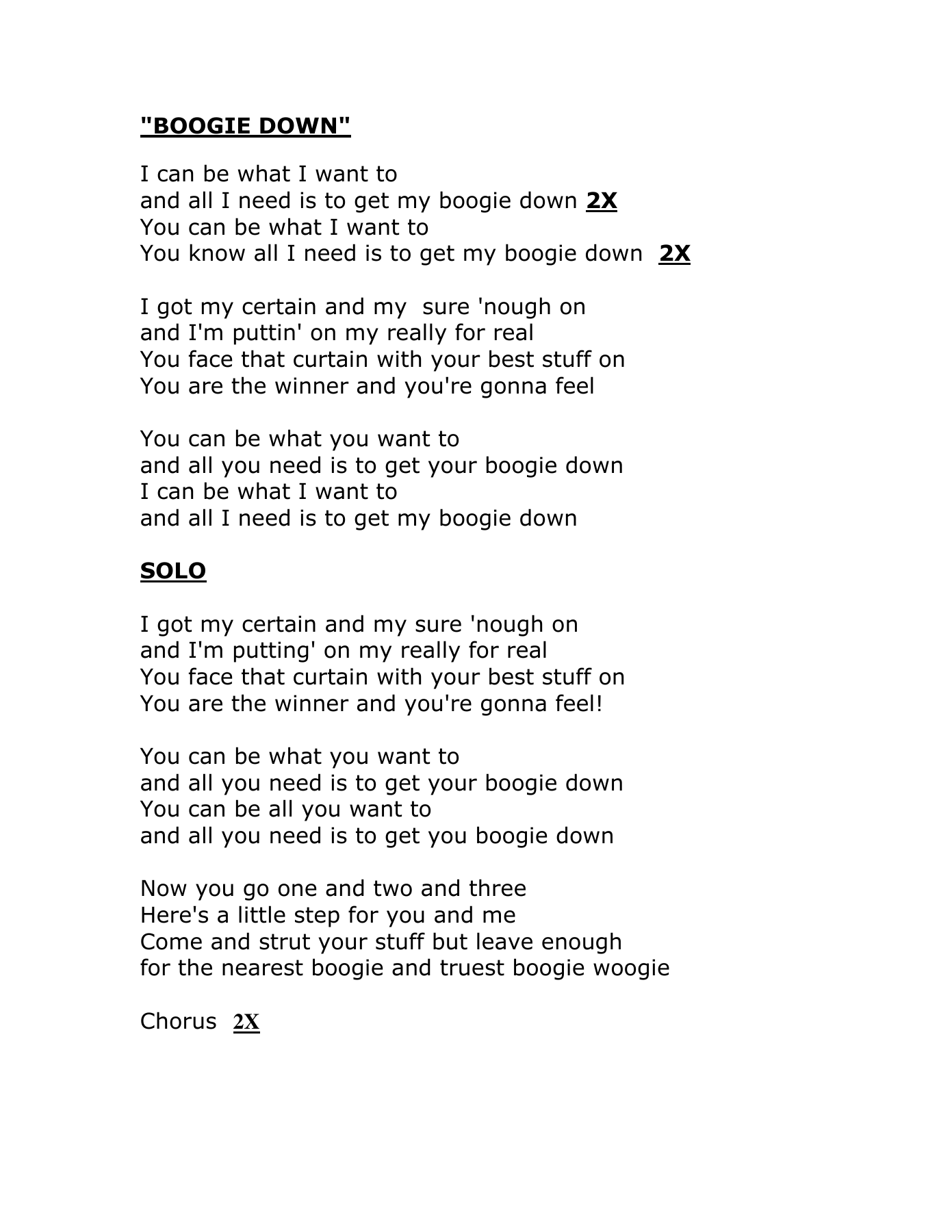 Boogie Down — sheet music cover (first page)