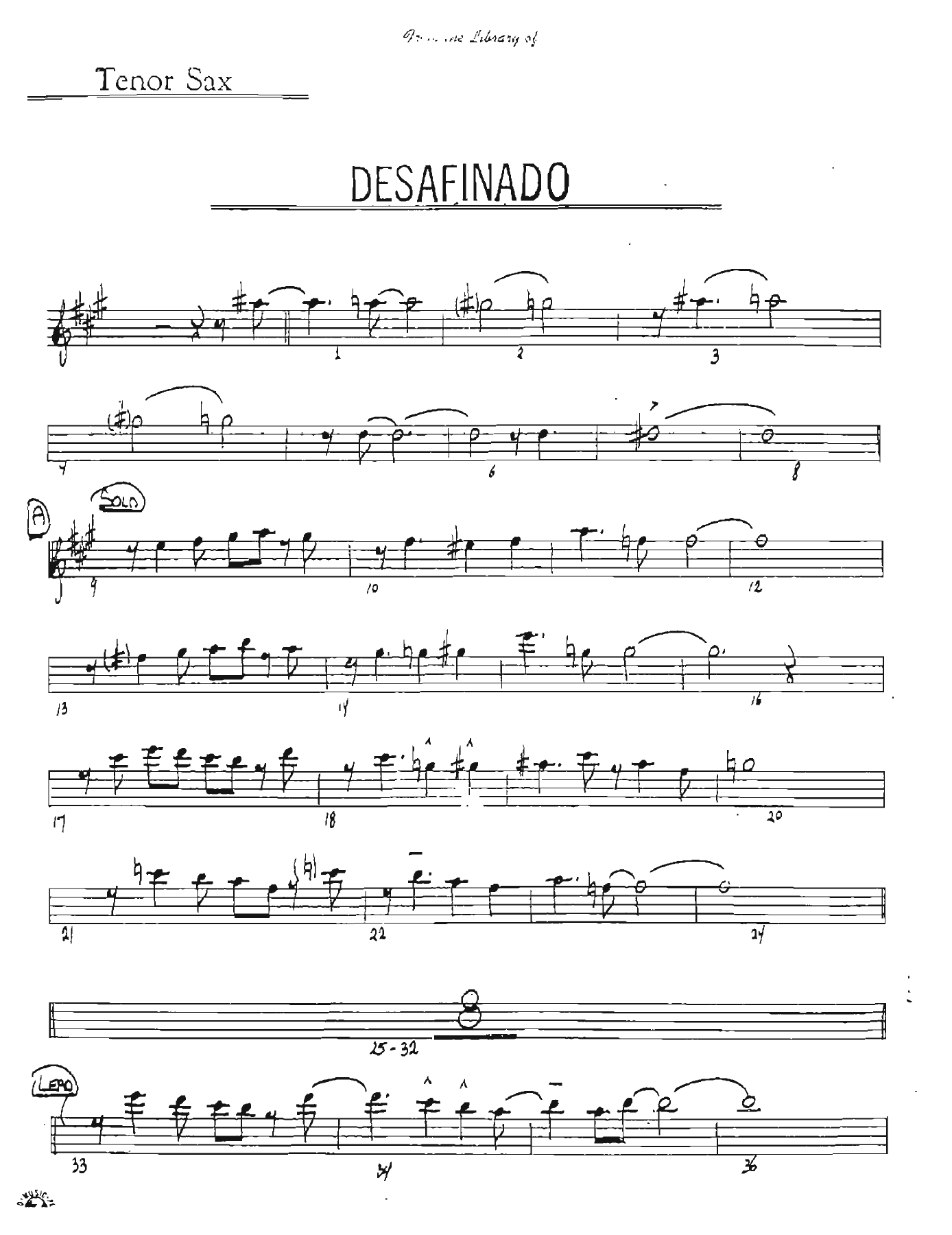 Desafinado — sheet music cover (first page)