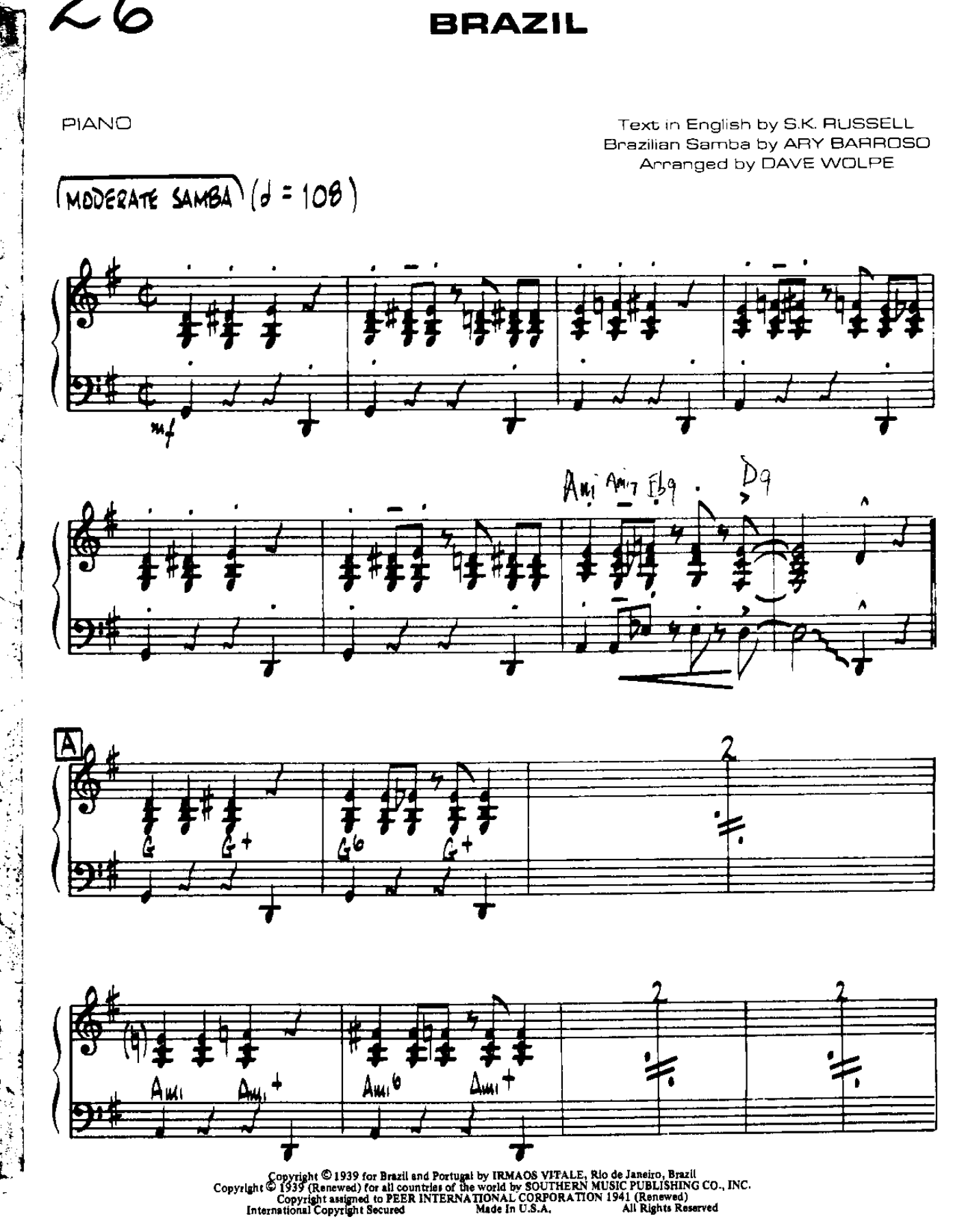 Brazil — sheet music preview