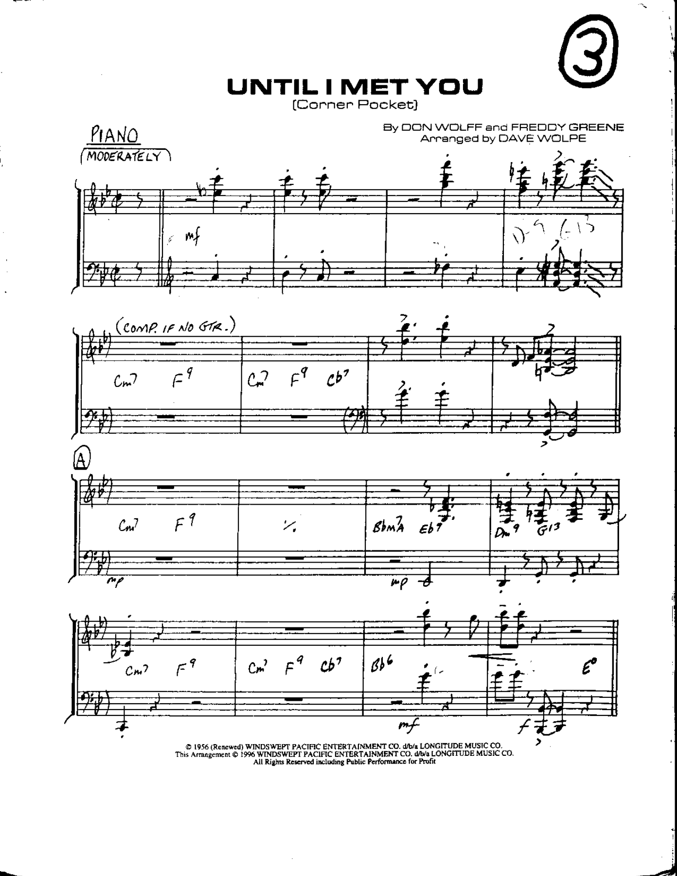 Until I Met You — Small Ensemble sheet music arranged by DAVE WOLPE | Jazz Standard
