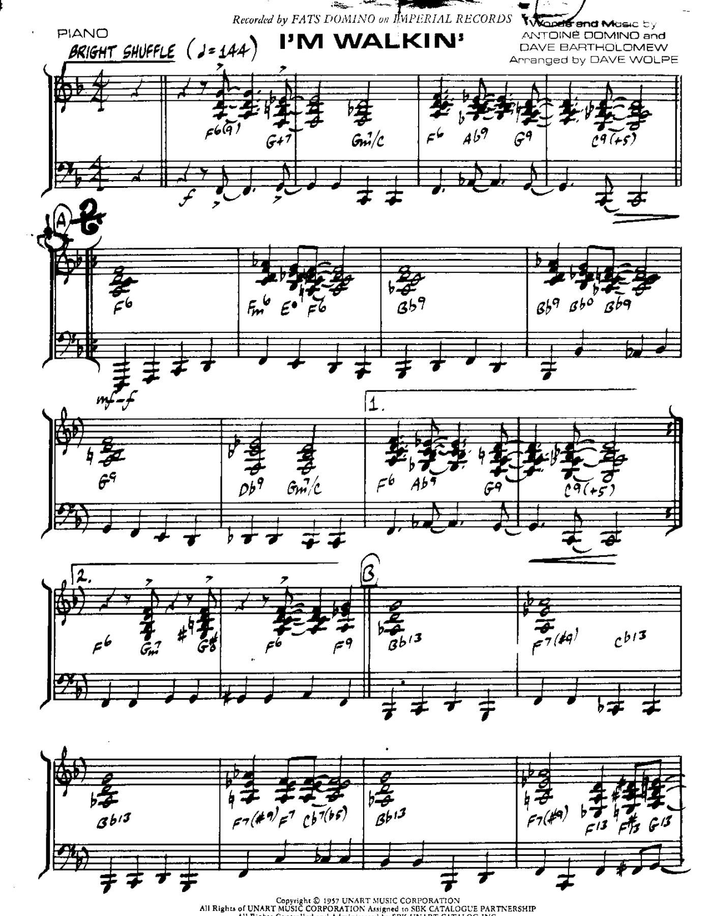 I'm Walkin' — sheet music cover (first page)