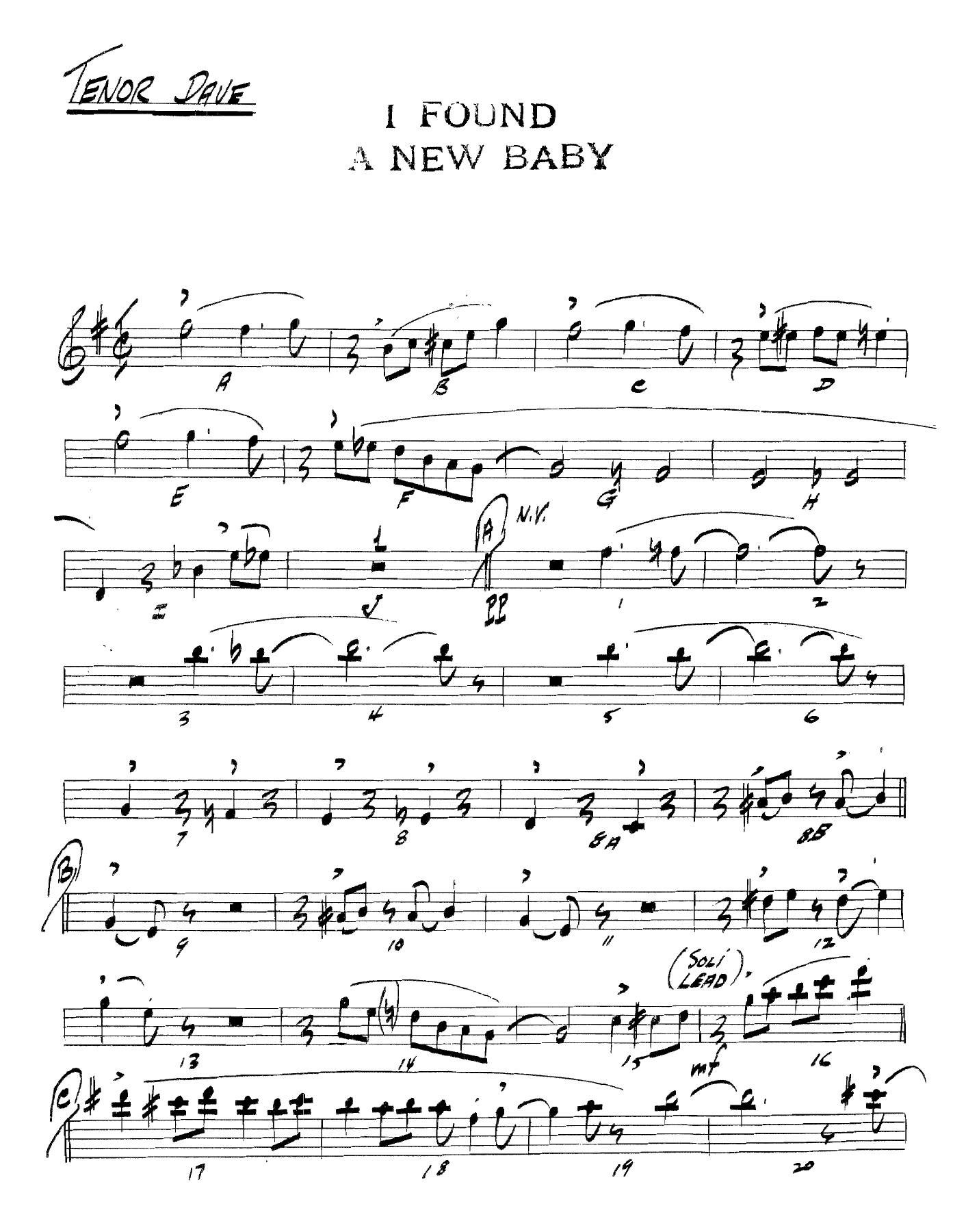 I Found A New Baby — Small Ensemble sheet music by 4 horns + Rhythm - Dave Pell Octet.MP3 | Jazz Standard