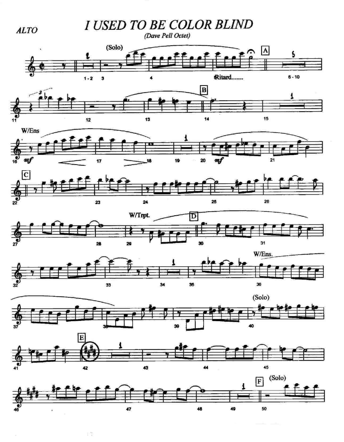 I Used To Be Color Blind — sheet music cover (first page)