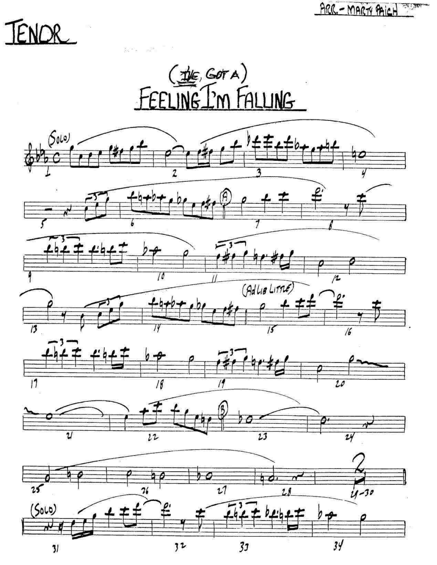 I've Got A Feeling I'm Falling — Kleines Ensemble sheet music by Paitch - Dave Pell Octet - Ts,Bs,Trp,Trb+Rhythm | Jazz Standard