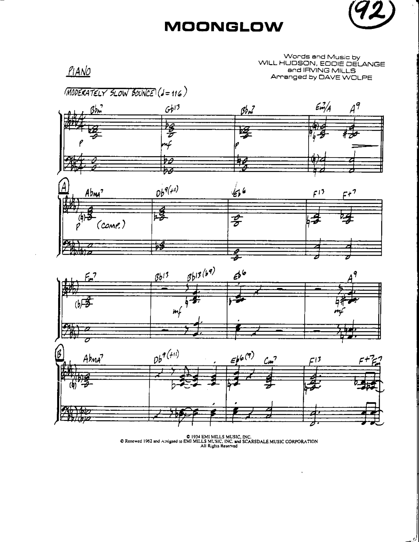Moonglow — sheet music cover (first page)
