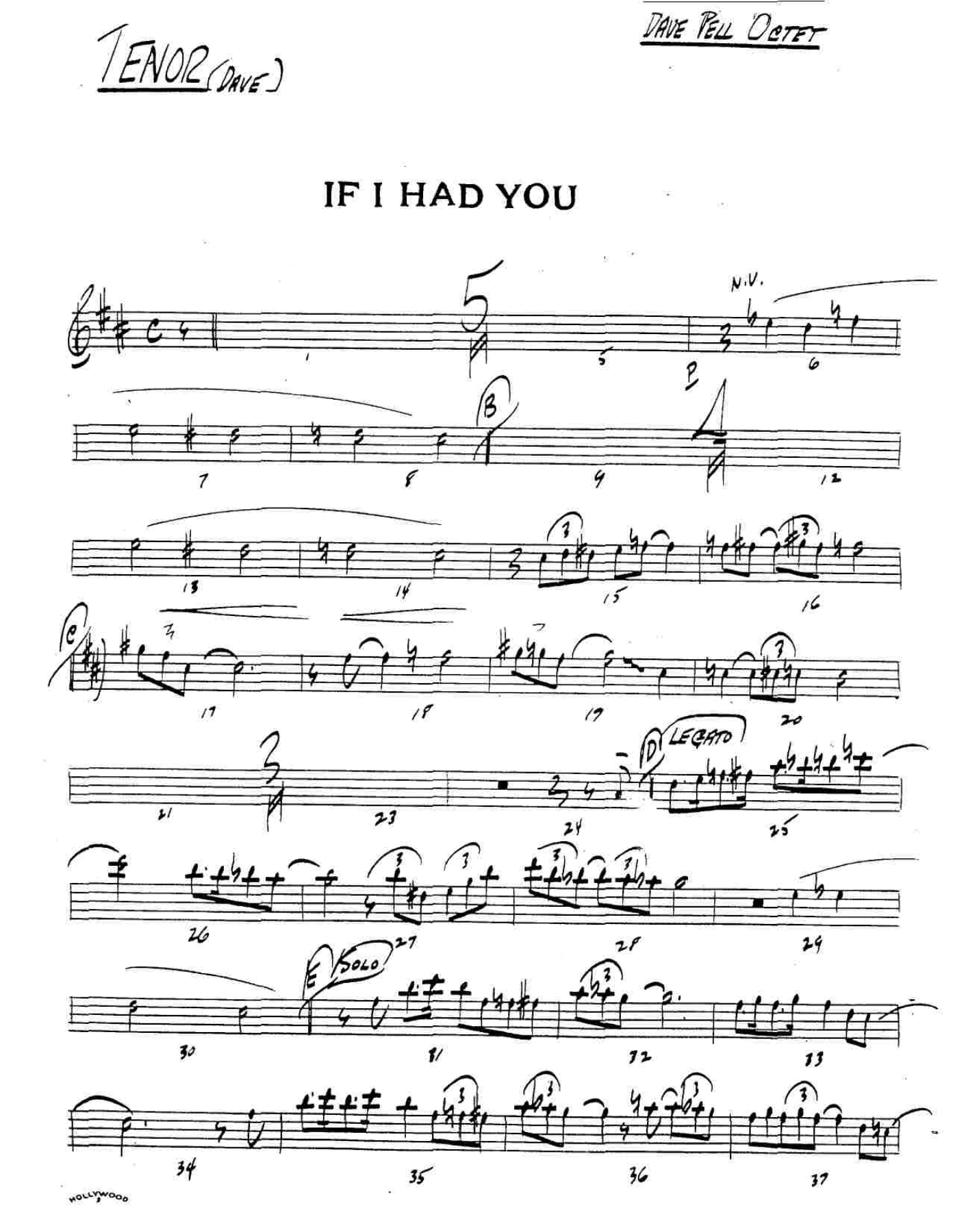 If I Had You — Small Ensemble sheet music arranged by Paich - Dave Pell Octet - Ts,Bs,Trp,Trb+Rhythm.MP3 | Jazz Standard