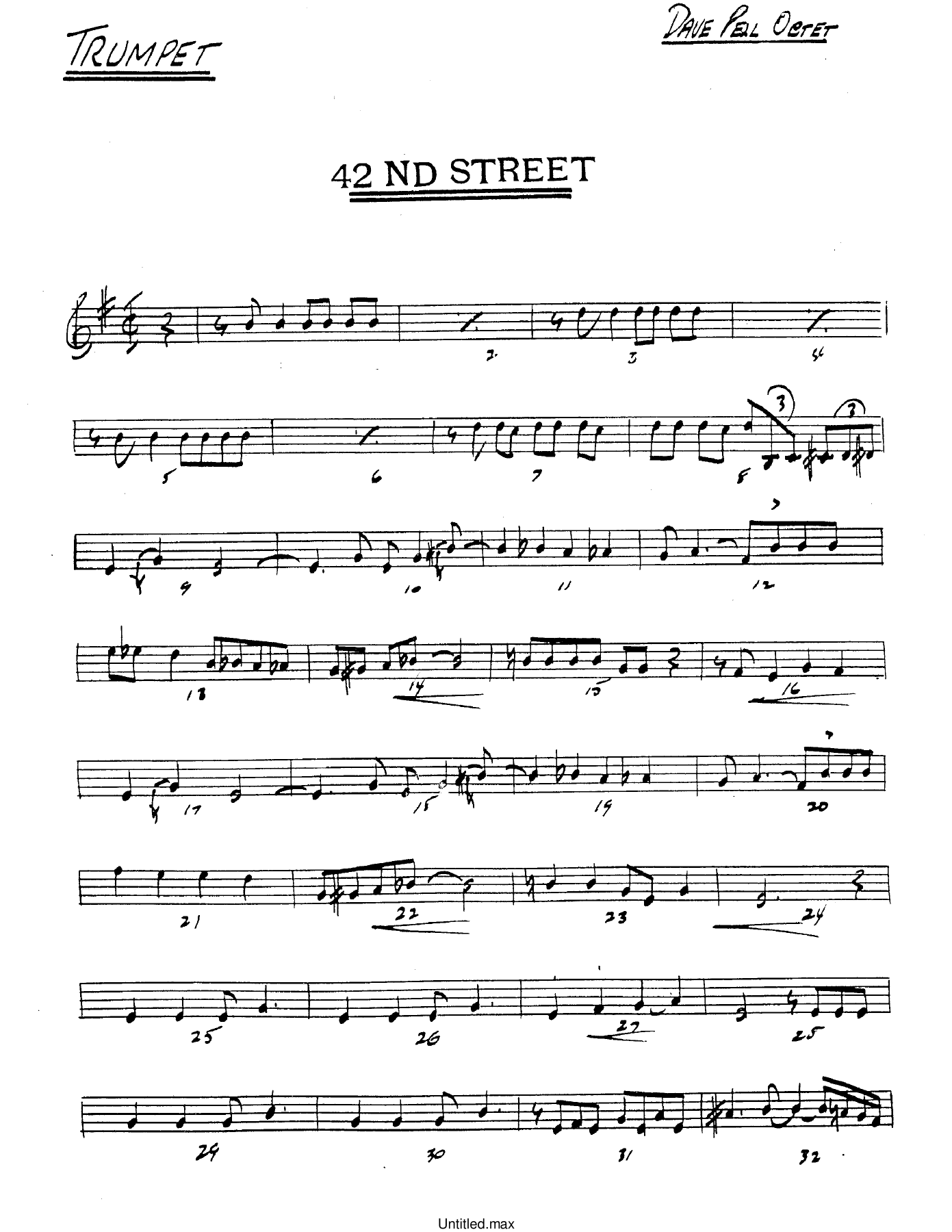 42nd Street — sheet music cover (first page)