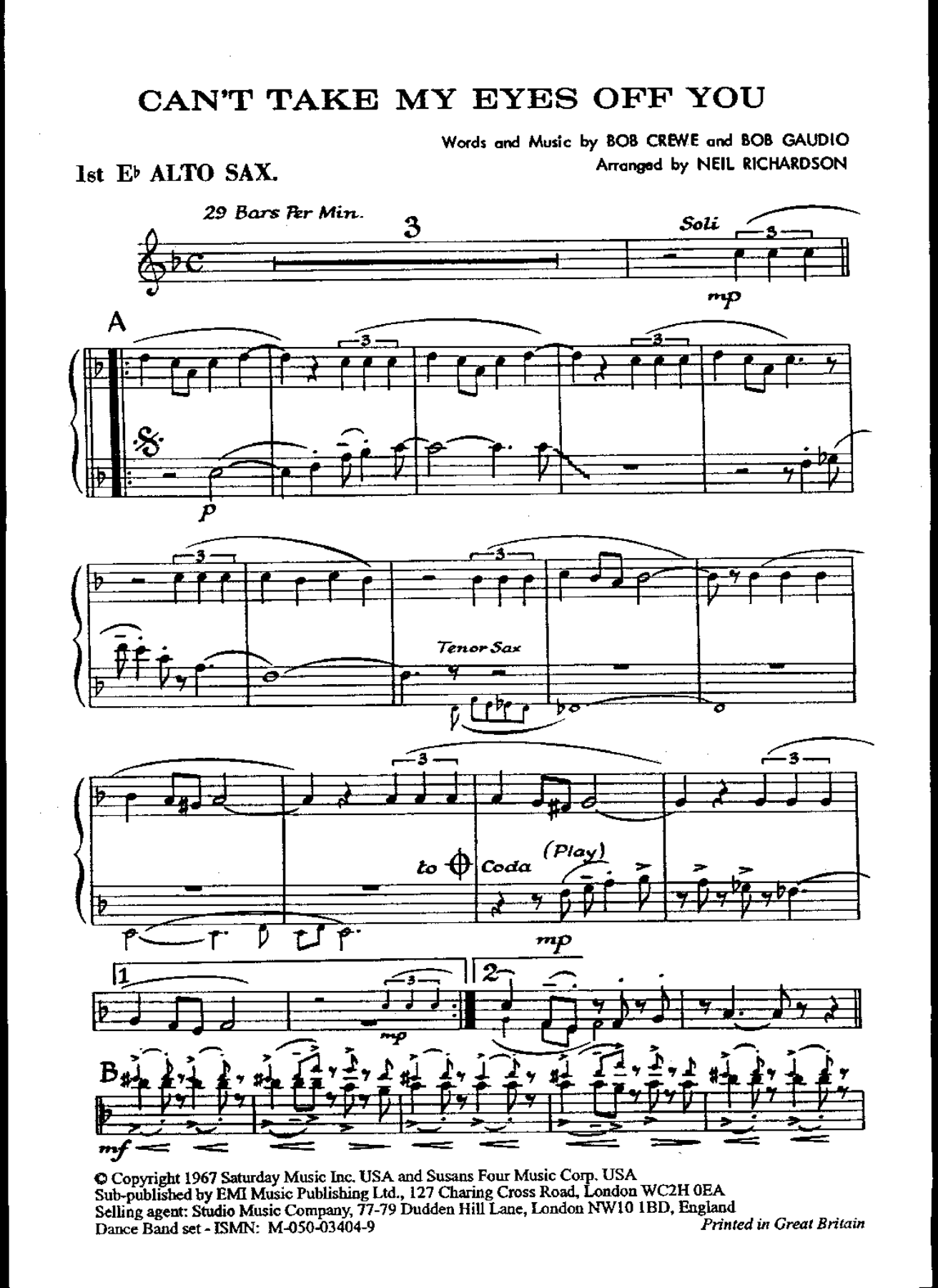 Can't Take My Eyes Off You — sheet music preview