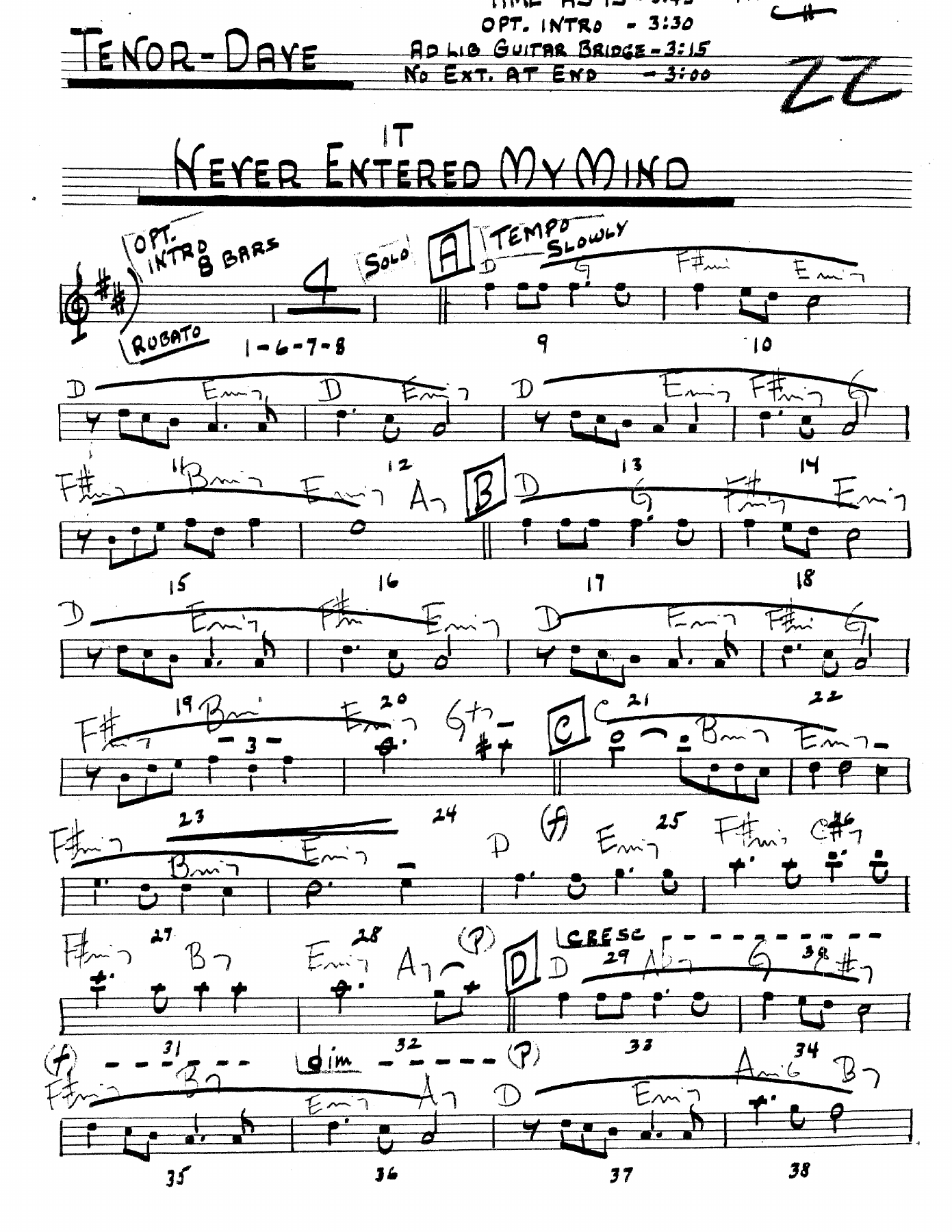 It Never Entered My Mind — Small Ensemble sheet music arranged by Dave Pell Octet - Ts,Bs,Trp,Trb+Rhythm.MP3 | Jazz Standard