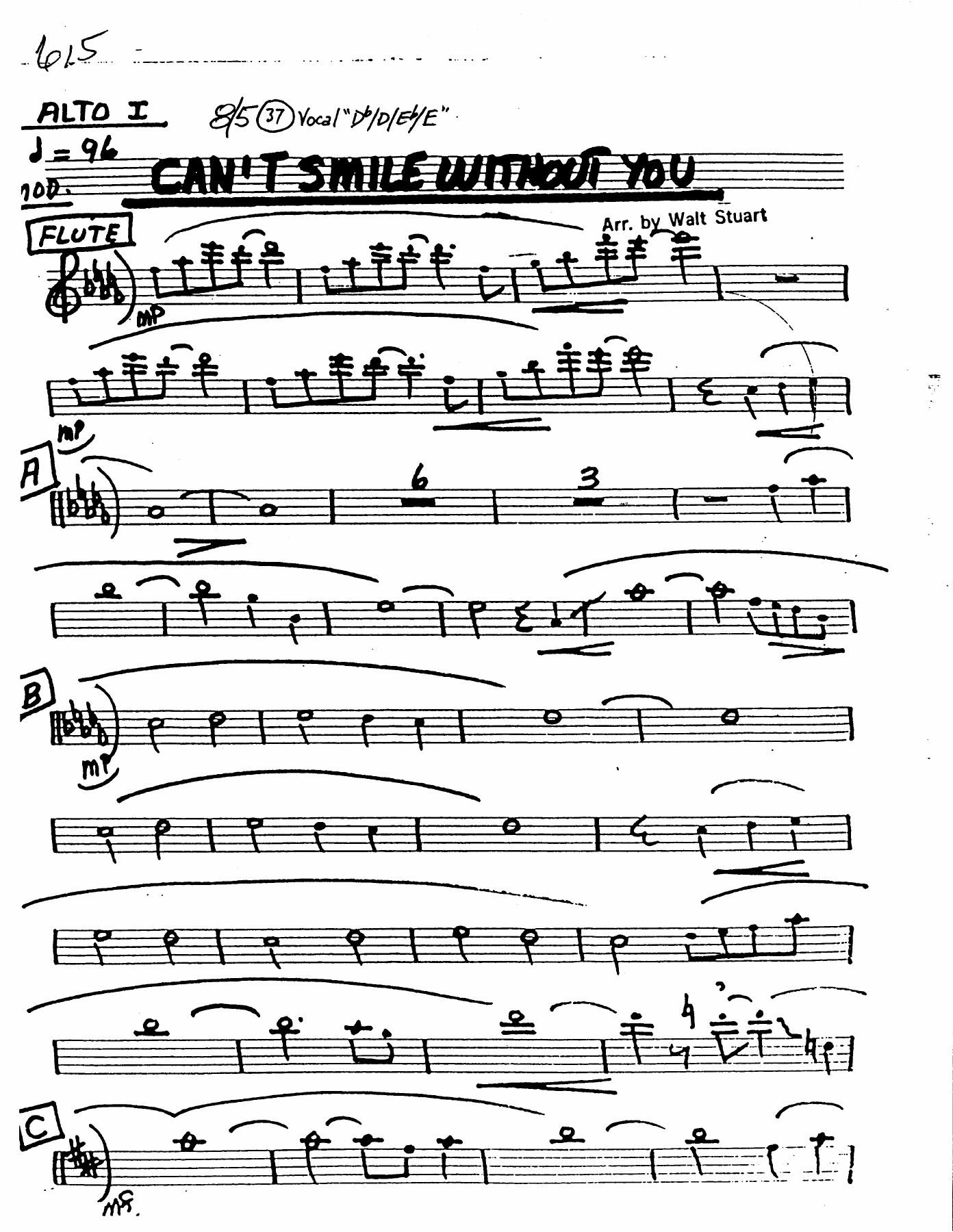 Can't Smile Without You — sheet music cover (first page)