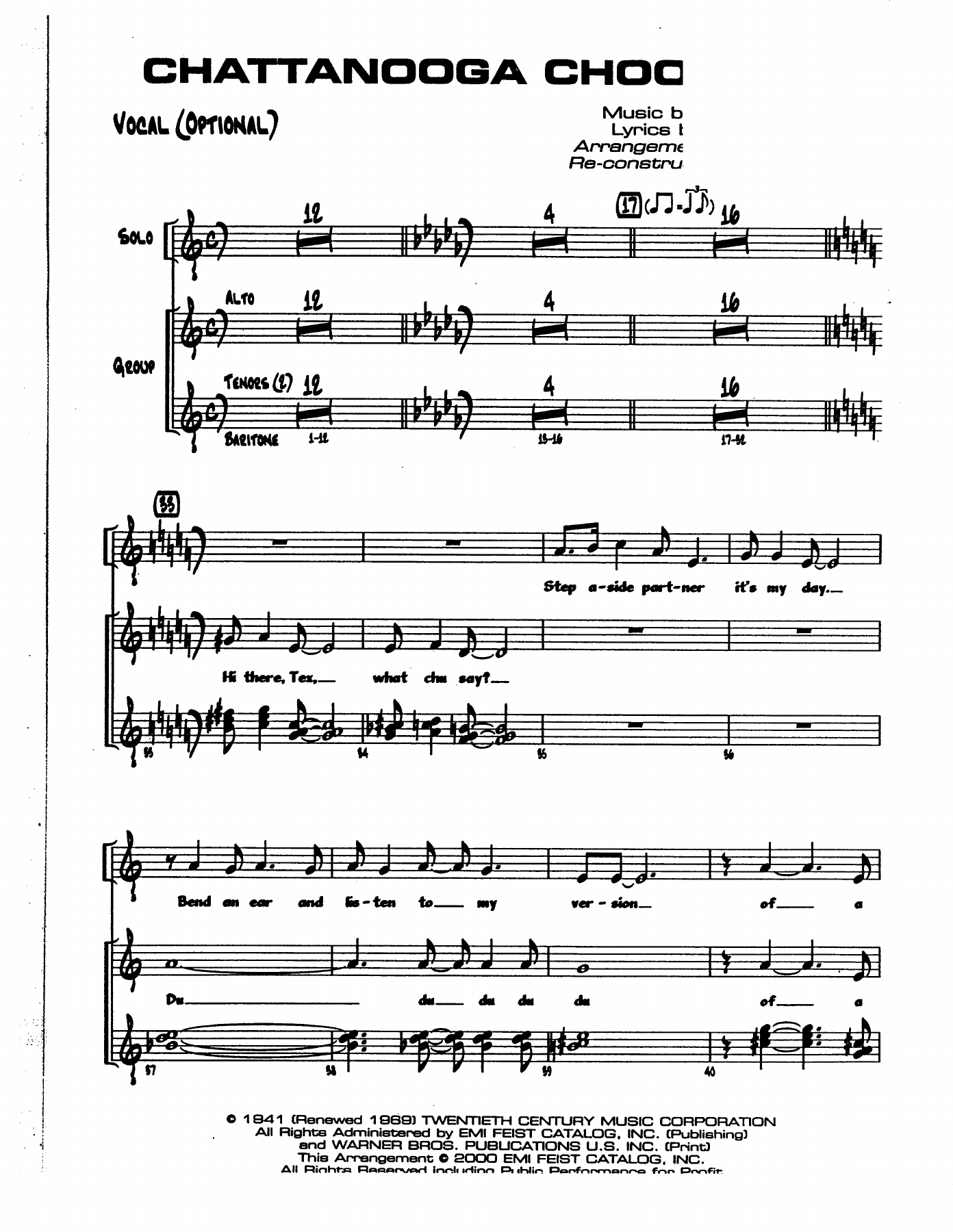 Chatanooga Choo-Choo — sheet music preview