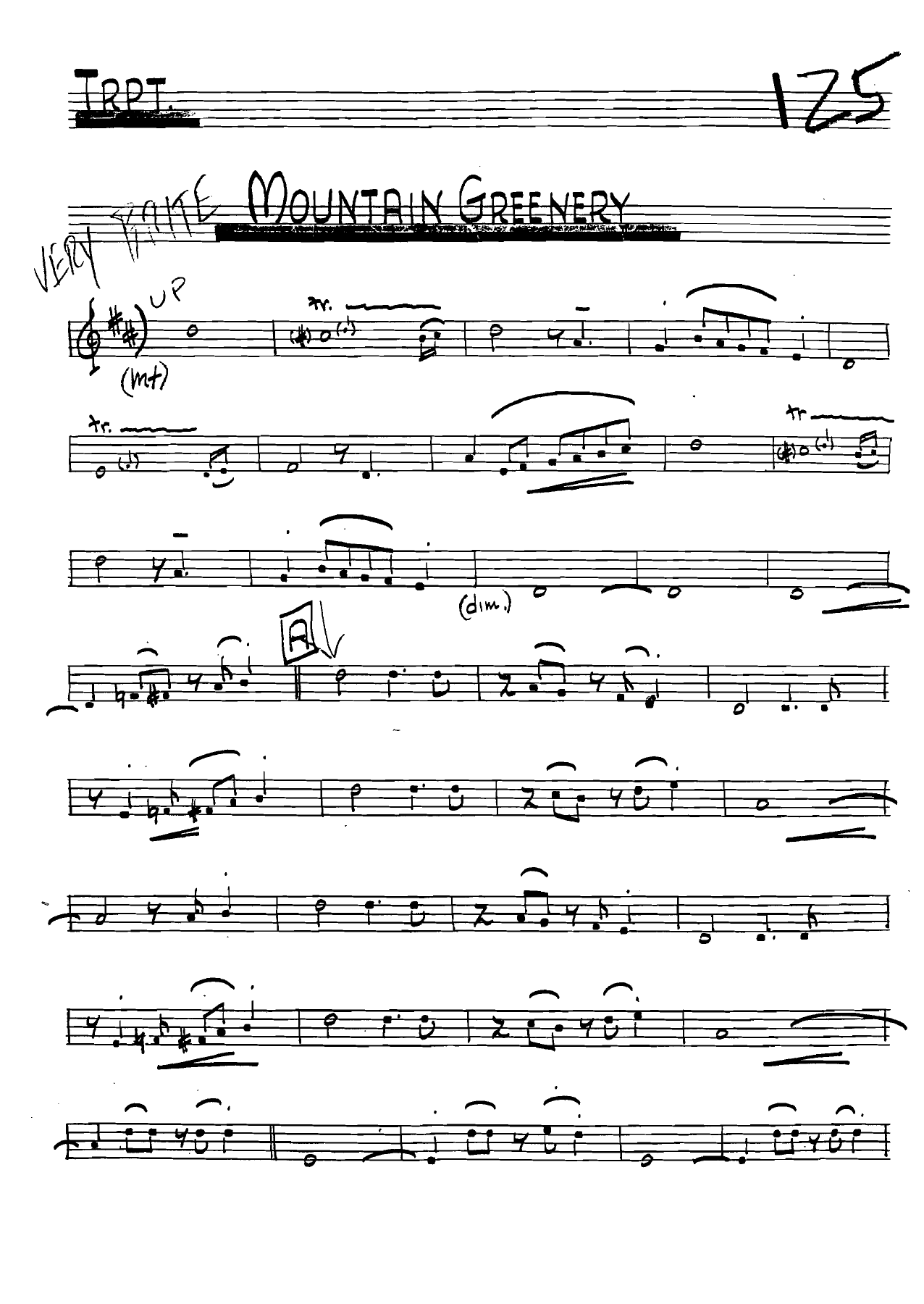 Mountain Greenery — sheet music cover (first page)
