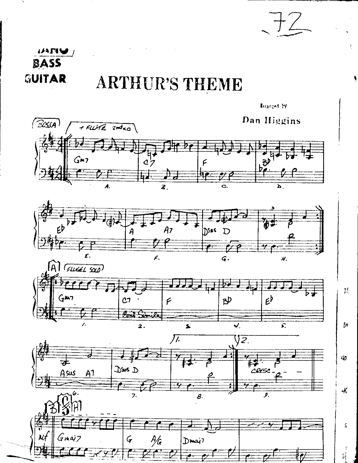 Arthur's Theme — sheet music cover (first page)