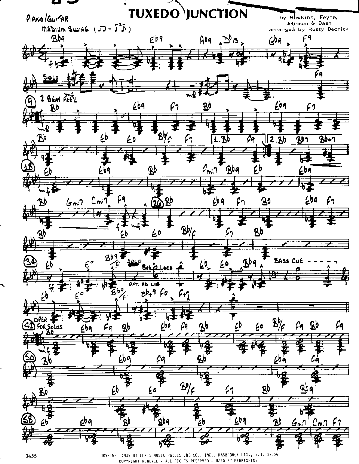 Tuxedo Junction — sheet music cover (first page)
