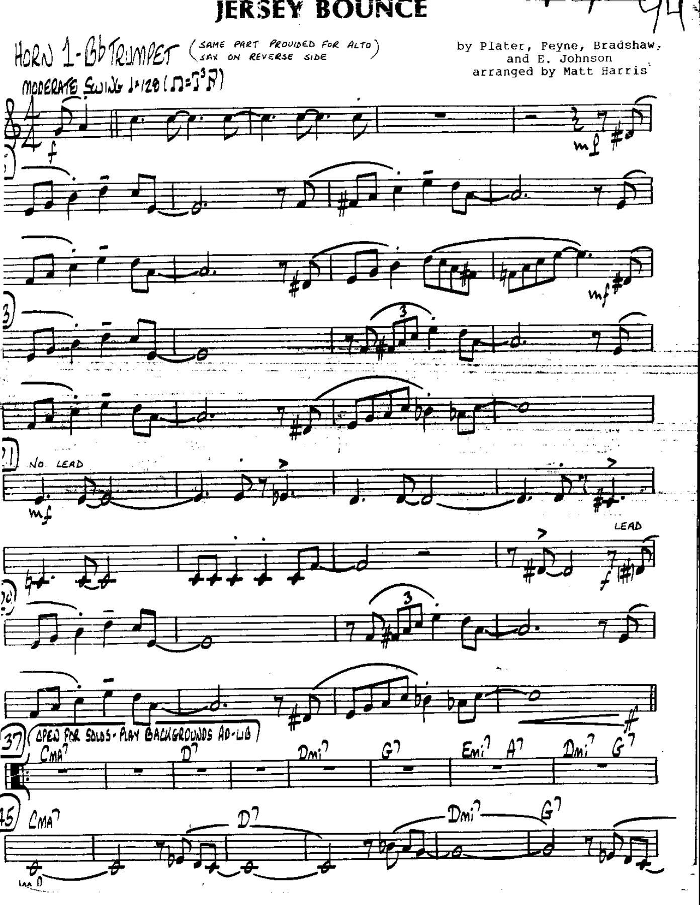 Jersey Bounce — sheet music cover (first page)