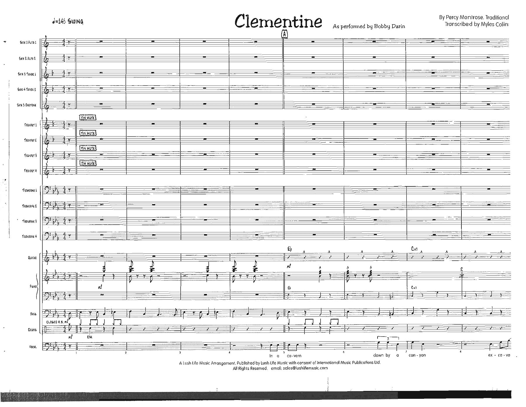 Clementine — big_band_vocal sheet music arranged by M.Collins | Jazz Standard