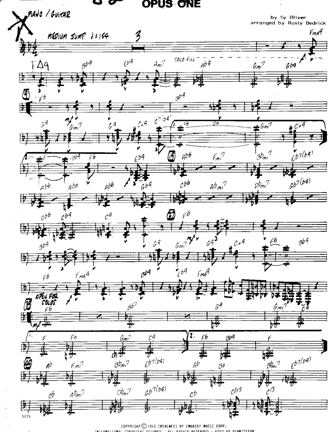 Opus One — sheet music cover (first page)
