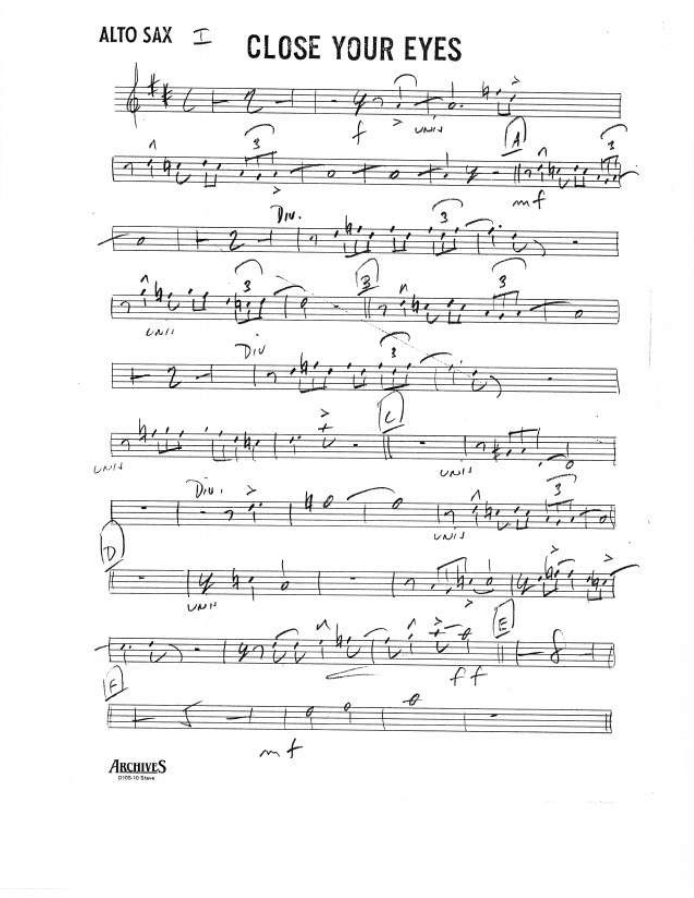 Close Your Eyes — sheet music preview