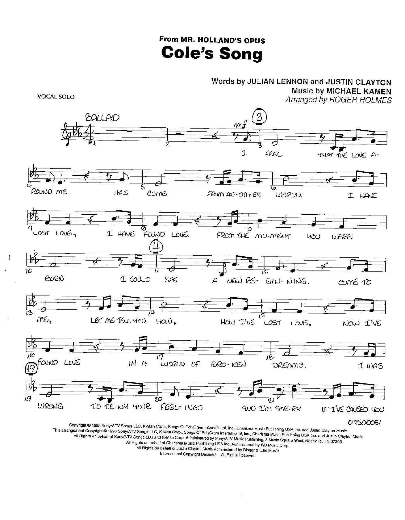 Cole's Song — big_band_vocal sheet music arranged by R.Holmes | Jazz Standard