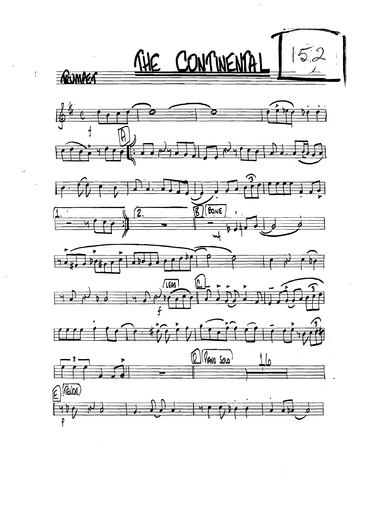 The Continental — sheet music cover (first page)