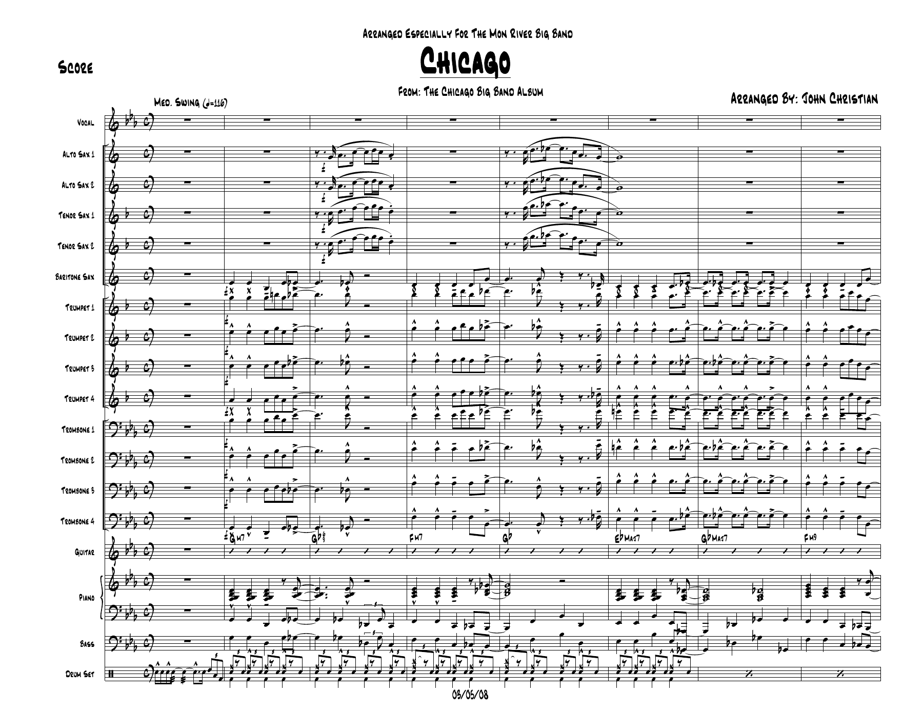 Chicago — big_band_vocal sheet music arranged by J.Christian | Jazz Standard