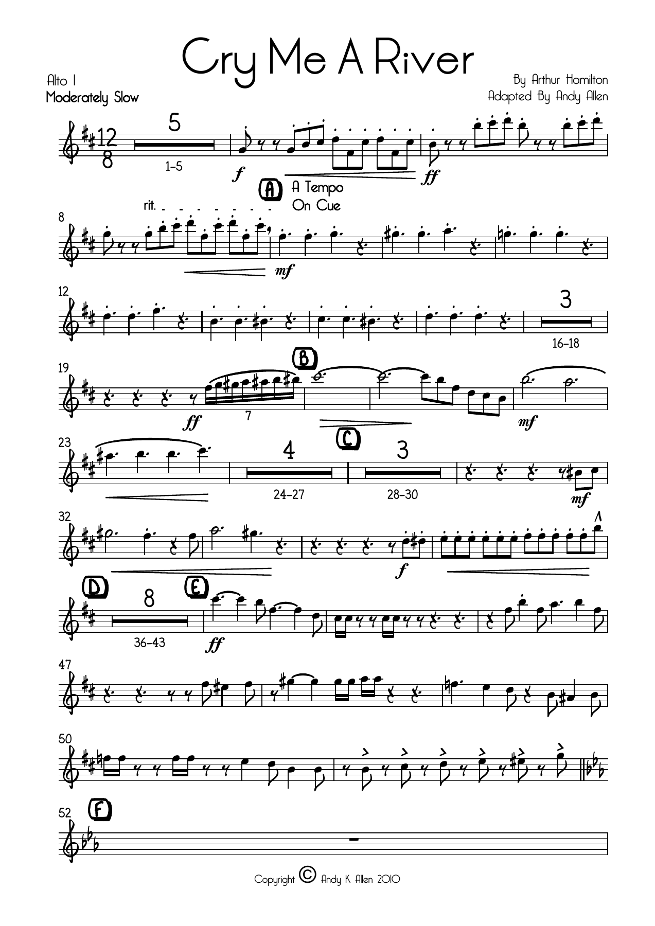 Cry Me A River — sheet music cover (first page)