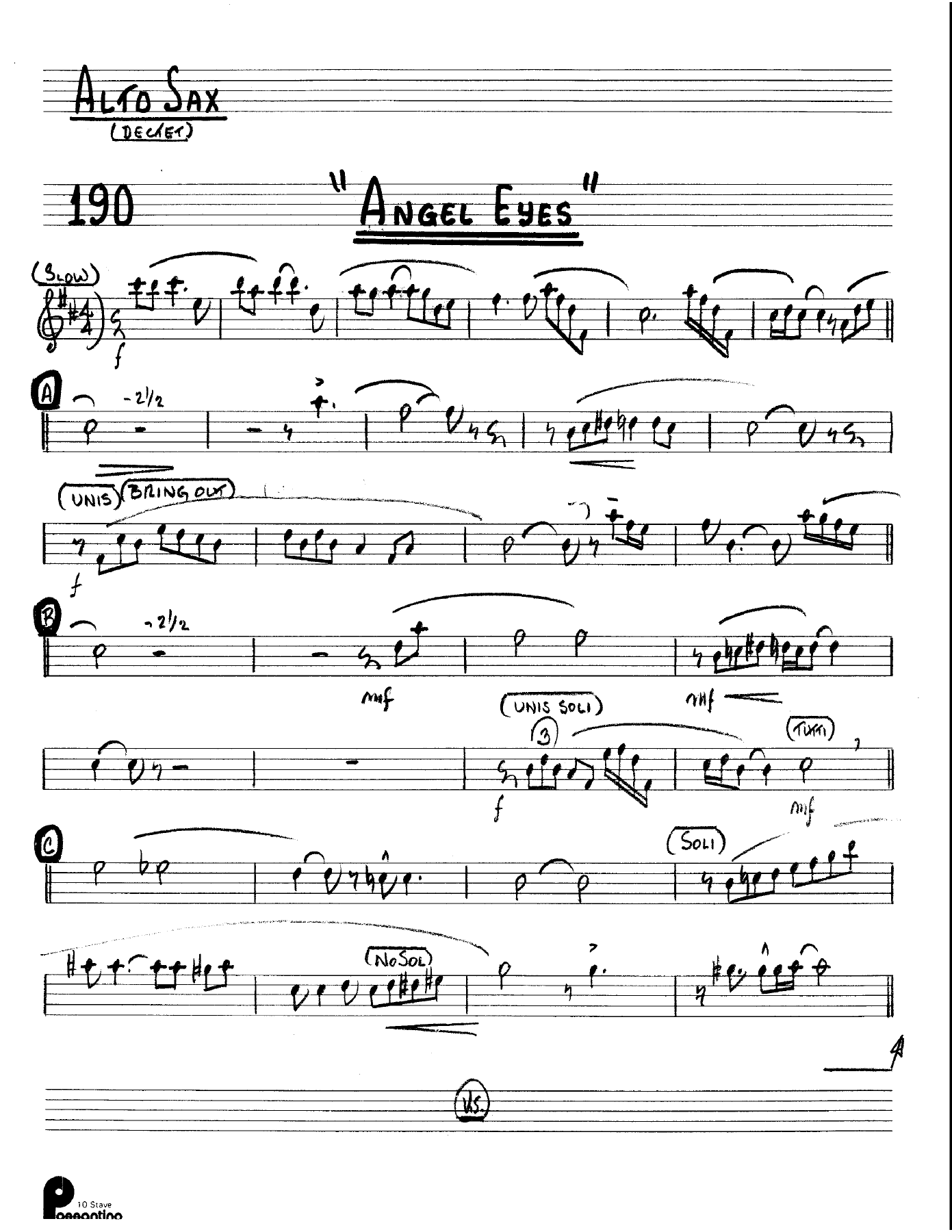 Angel Eyes (Kenton Dectet #190) 3214 Trpt feat — Small Ensemble sheet music arranged by Stan Kenton Dected 176 | Jazz Standard