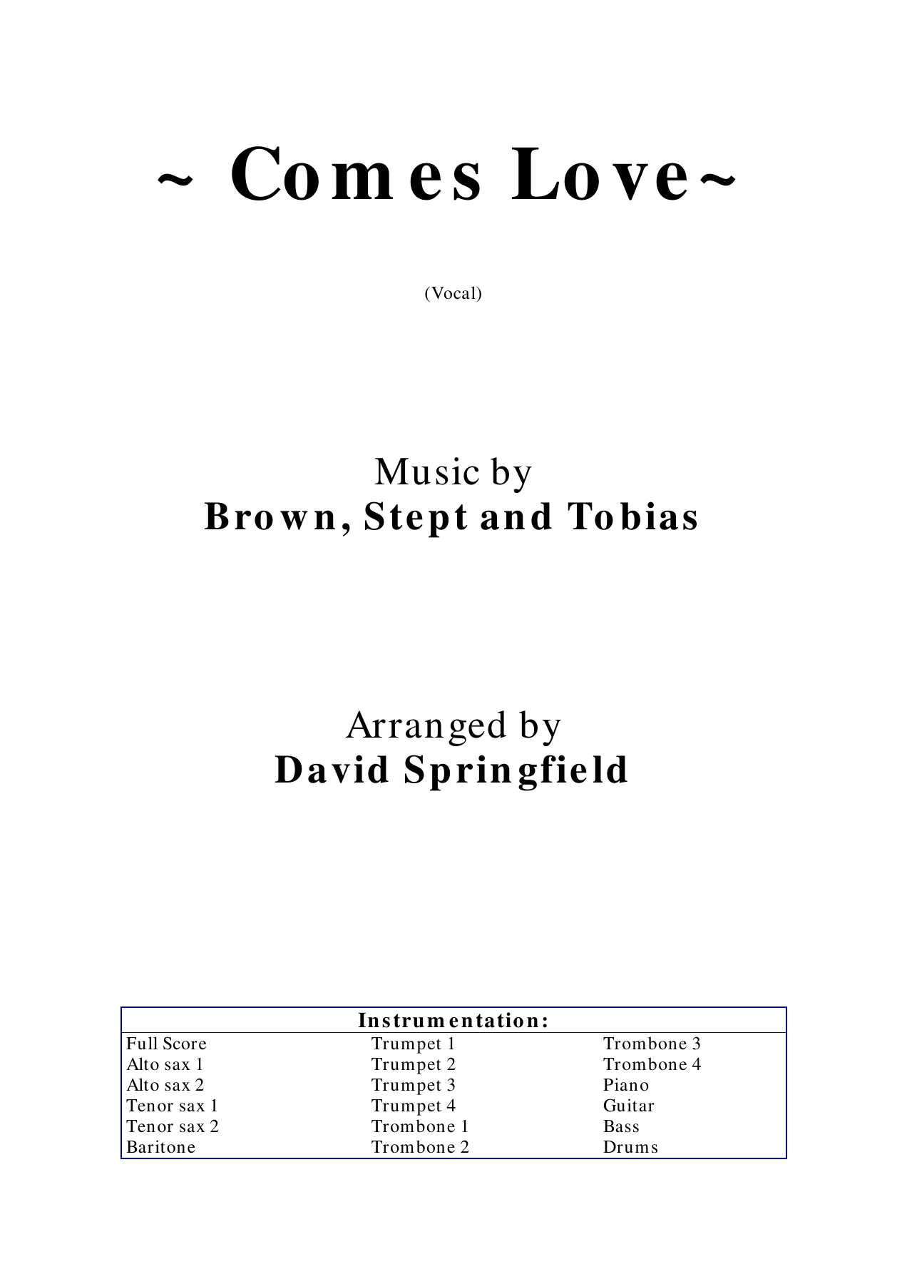 Comes Love — sheet music preview