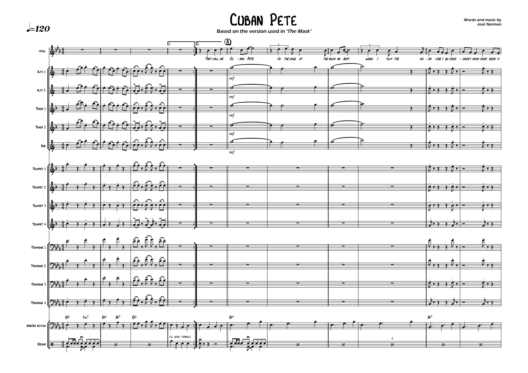 Cuban Pete 'The Mask' — sheet music cover (first page)