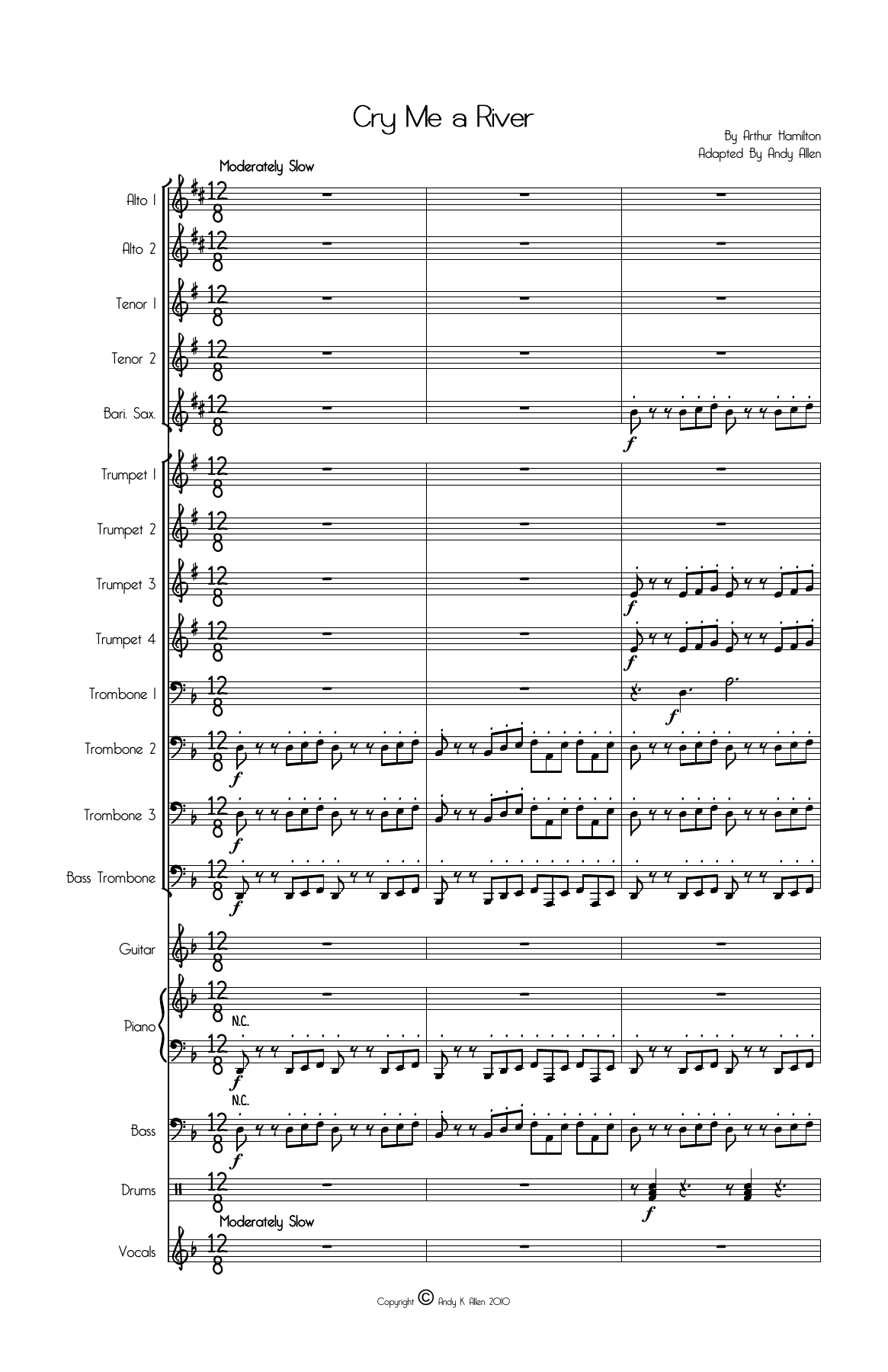 Cry Me A River — big_band_vocal sheet music arranged by A.Allen | Jazz Standard