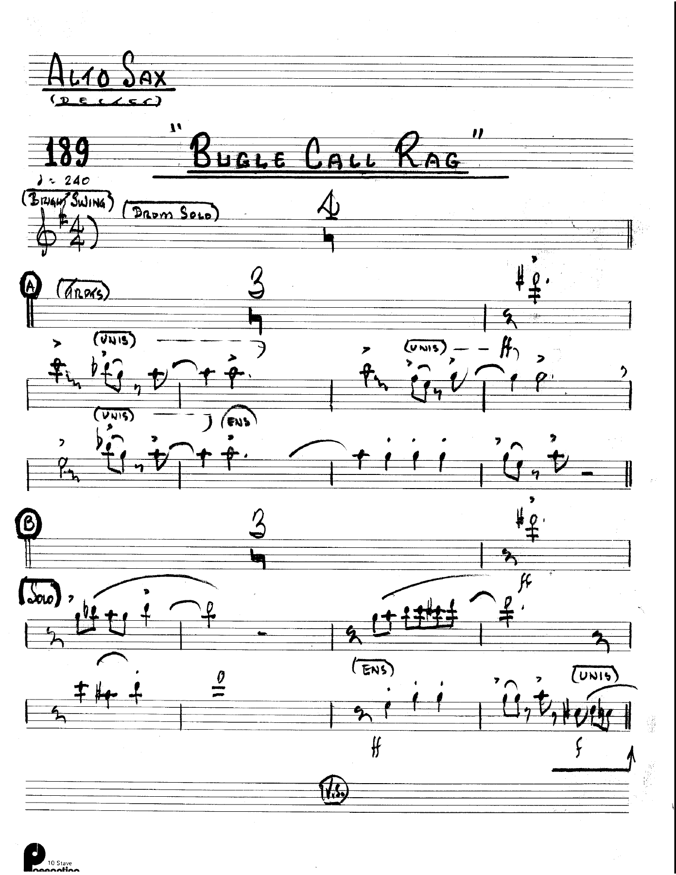Bugle Call Rag (Kenton Dectet #189) 3213 — sheet music cover (first page)
