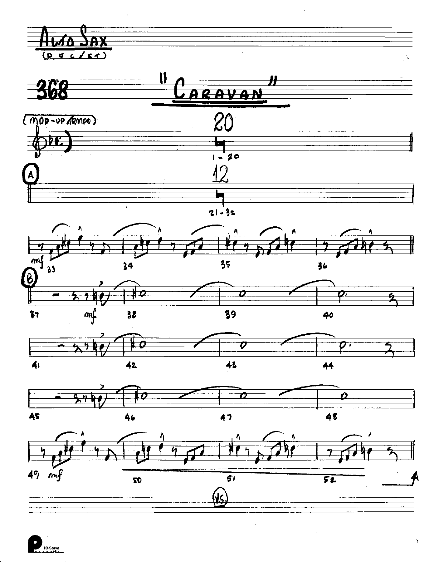 Caravan (Kenton Dectet #368) 3213 — Small Ensemble sheet music arranged by Stan Kenton Dected 176 | Jazz Standard