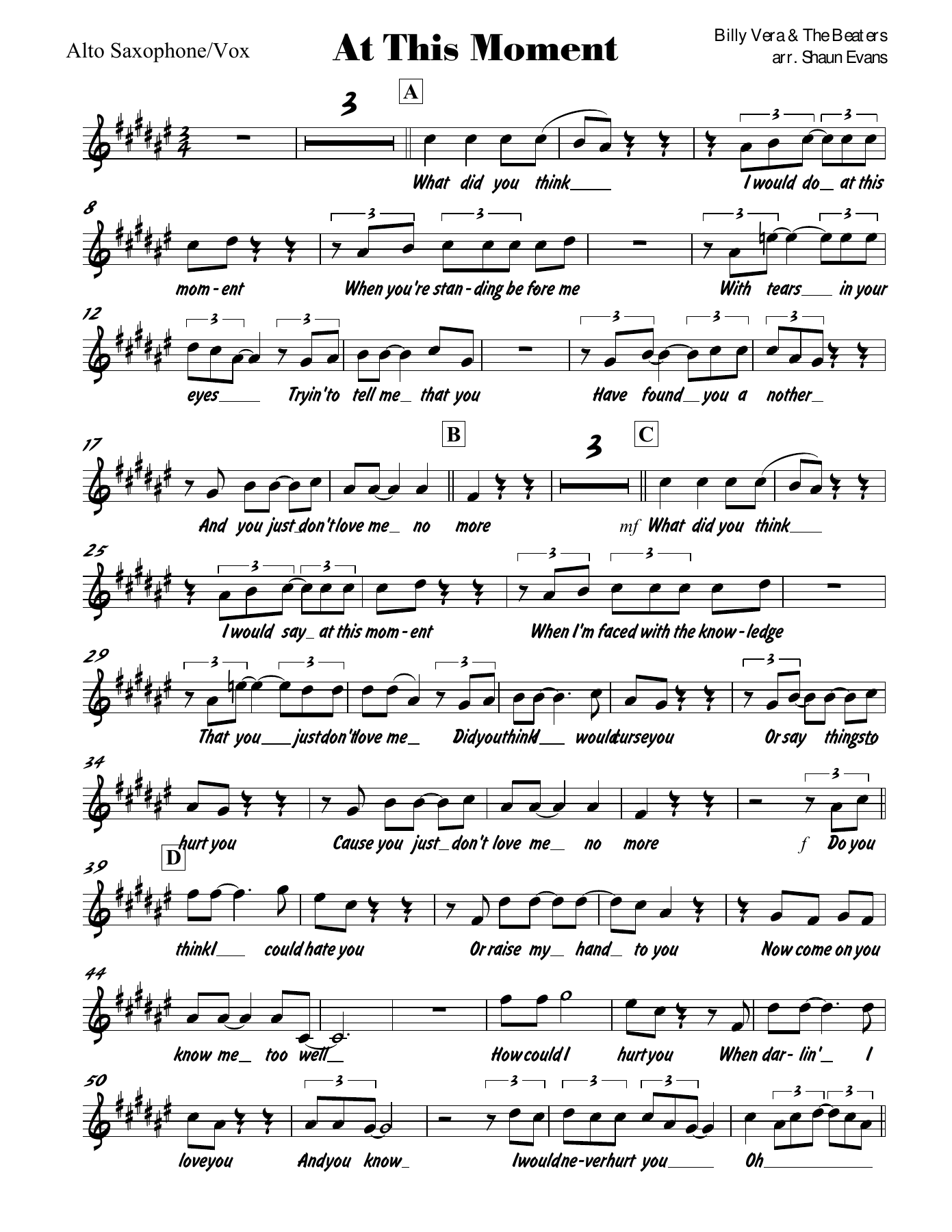 At This Moment — sheet music cover (first page)