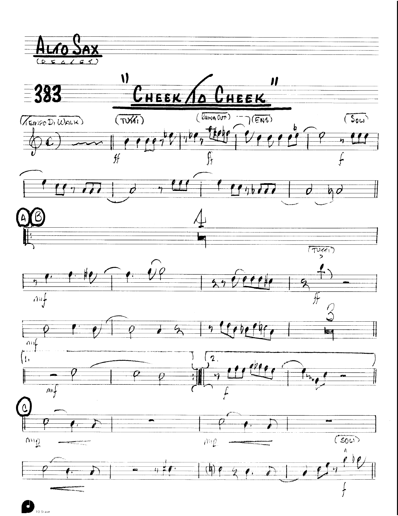 Cheek To Cheek — sheet music cover (first page)