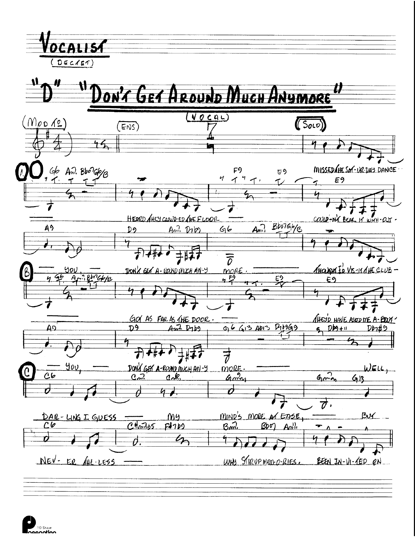 Don't Get Around Much Anymore — sheet music preview