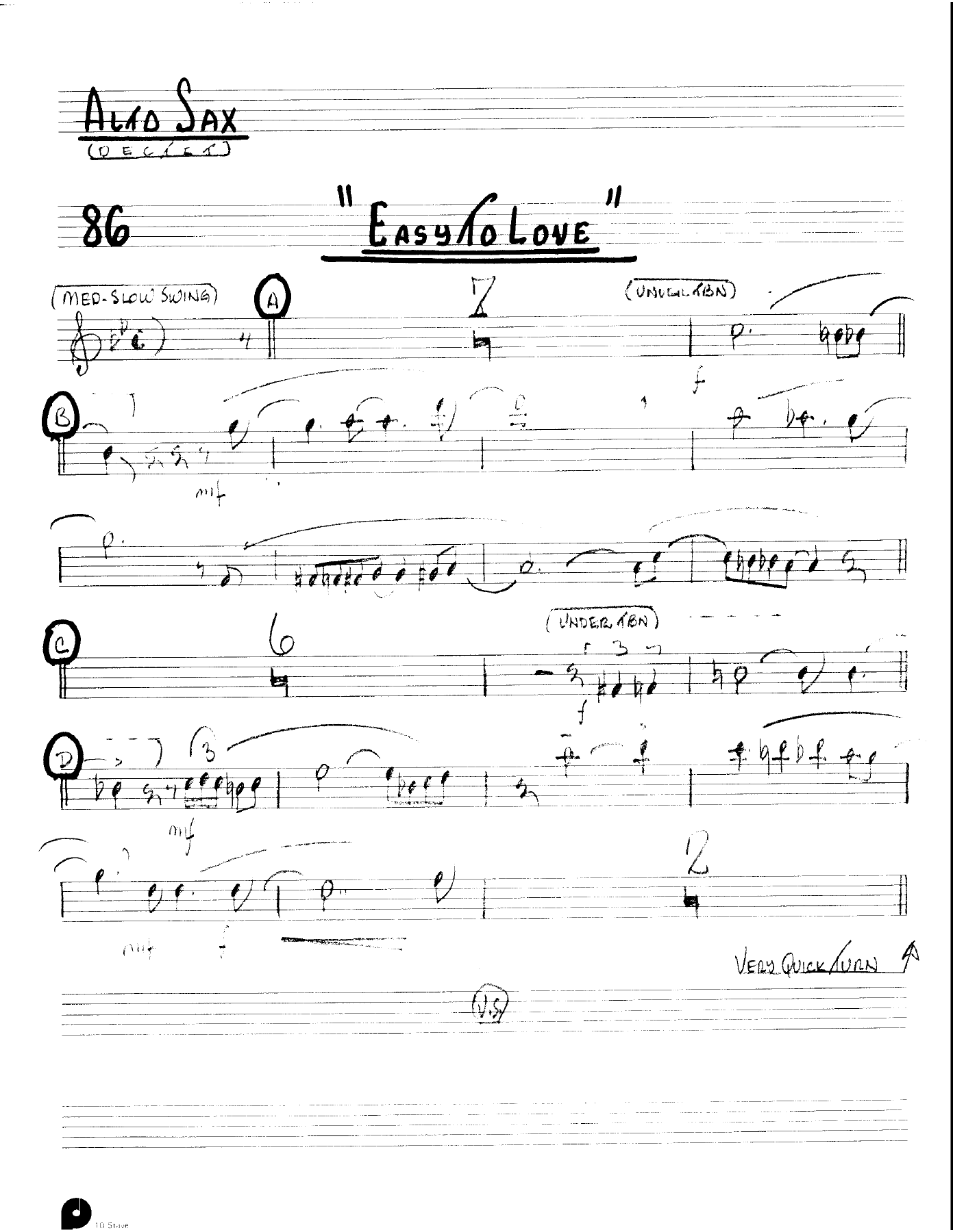 Easy To Love — sheet music cover (first page)