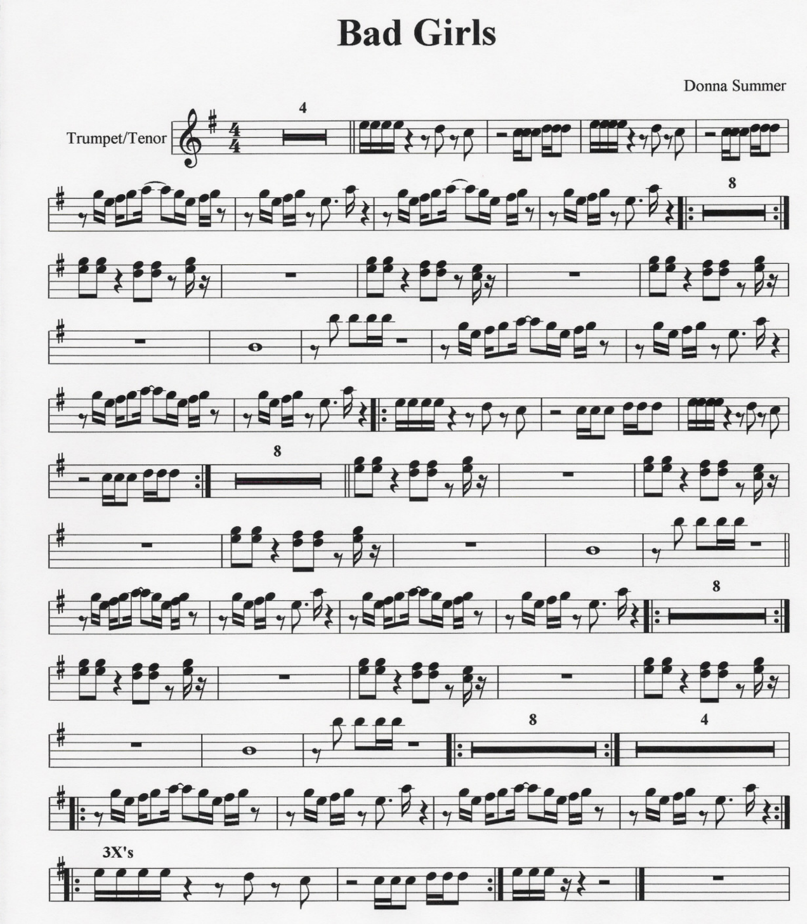 Bad Girls — Small Ensemble sheet music arranged by 3 Horns - Donna Summer | Jazz Standard