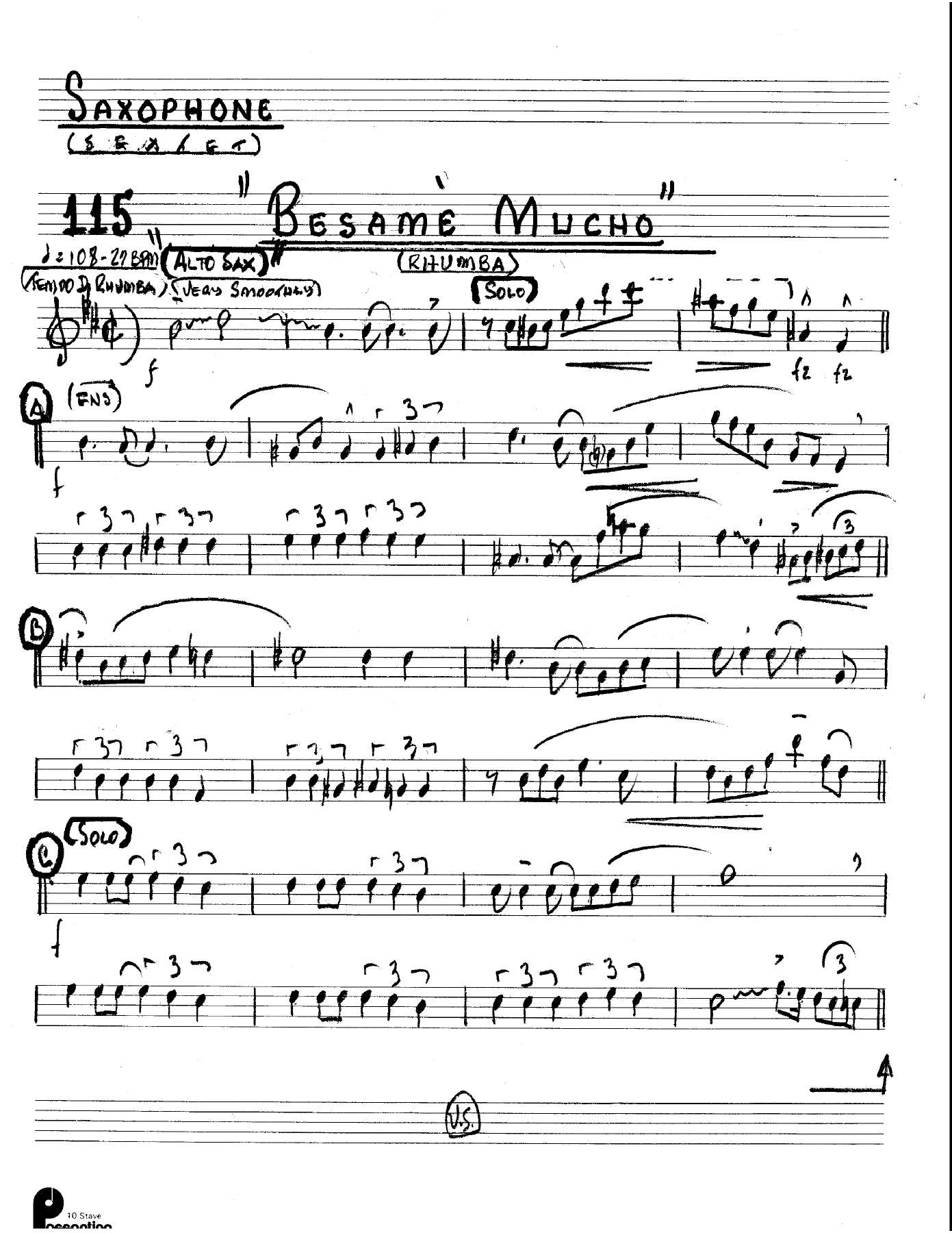 Besame Mucho — sheet music cover (first page)
