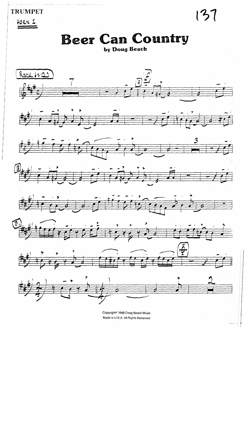Beer Can Country — sheet music cover (first page)