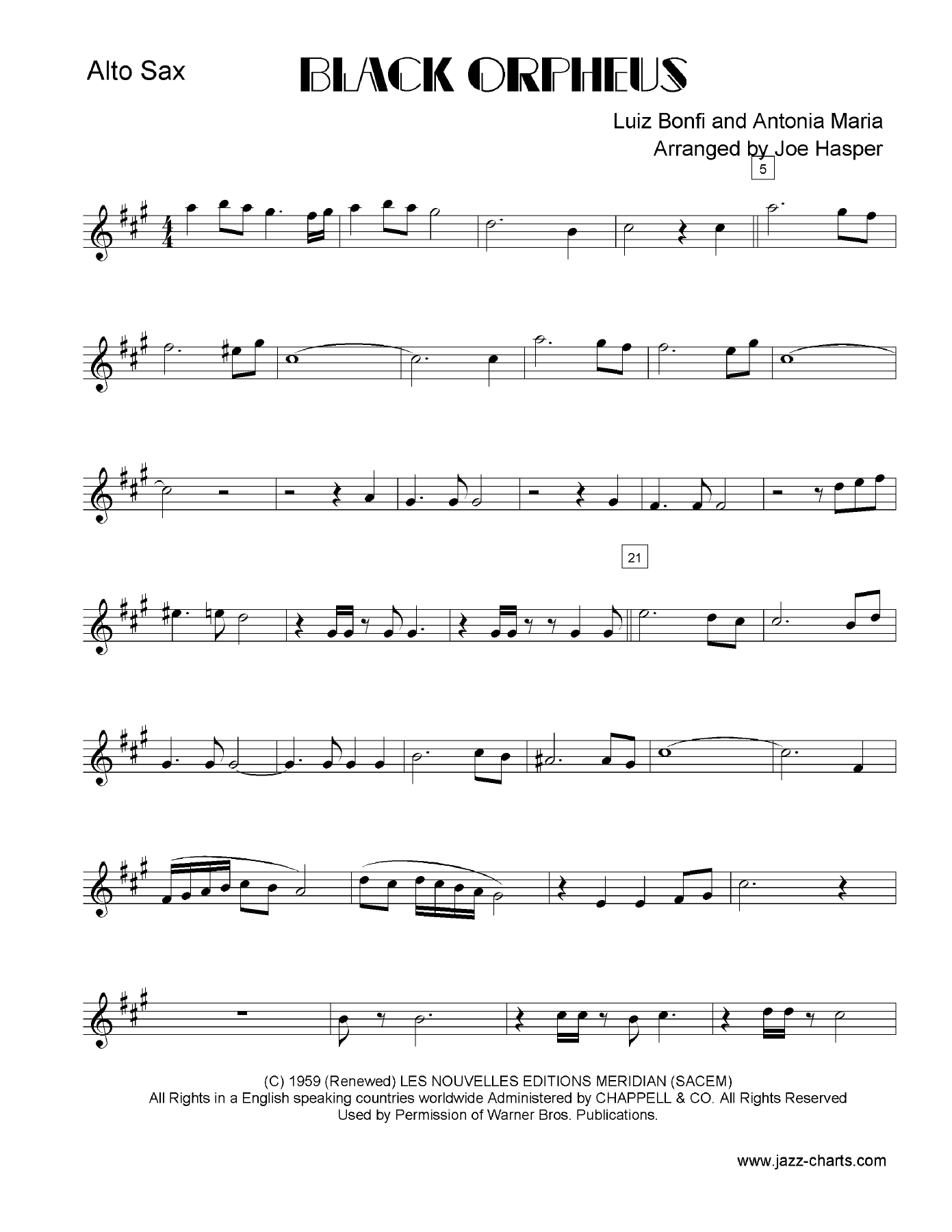 Black Orpheus — sheet music cover (first page)