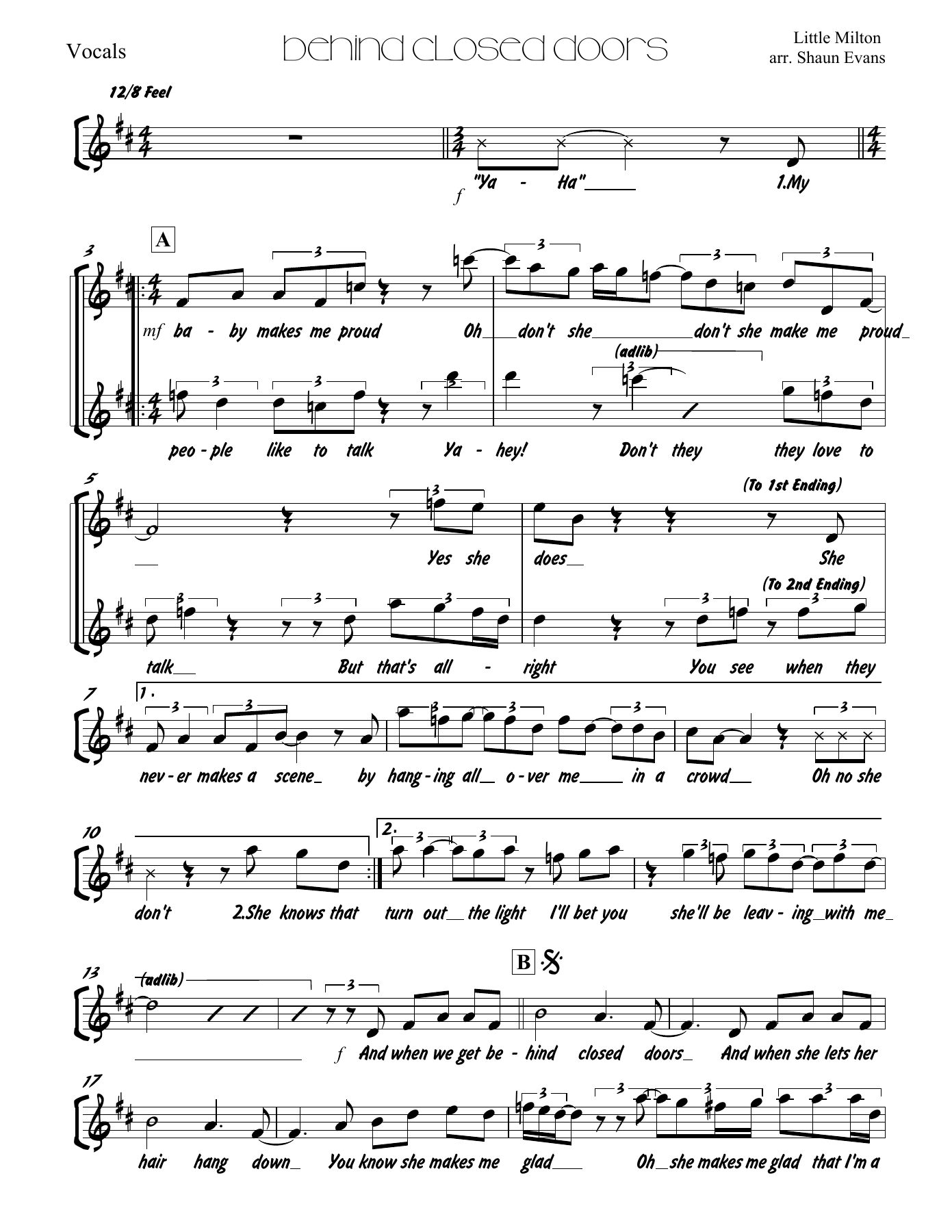 Behind Closed Doors — sheet music cover (first page)
