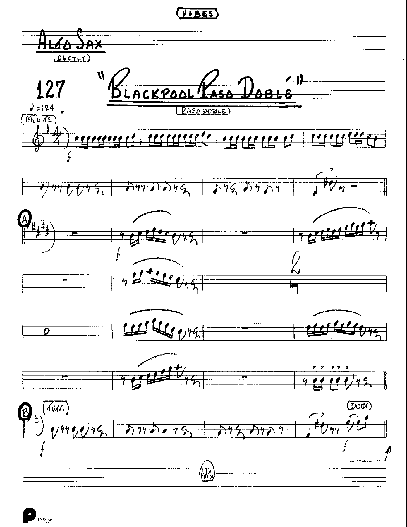 Blackpool Paso Doble (Kenton Dectet #127) 3214 Vibes Opt — sheet music preview
