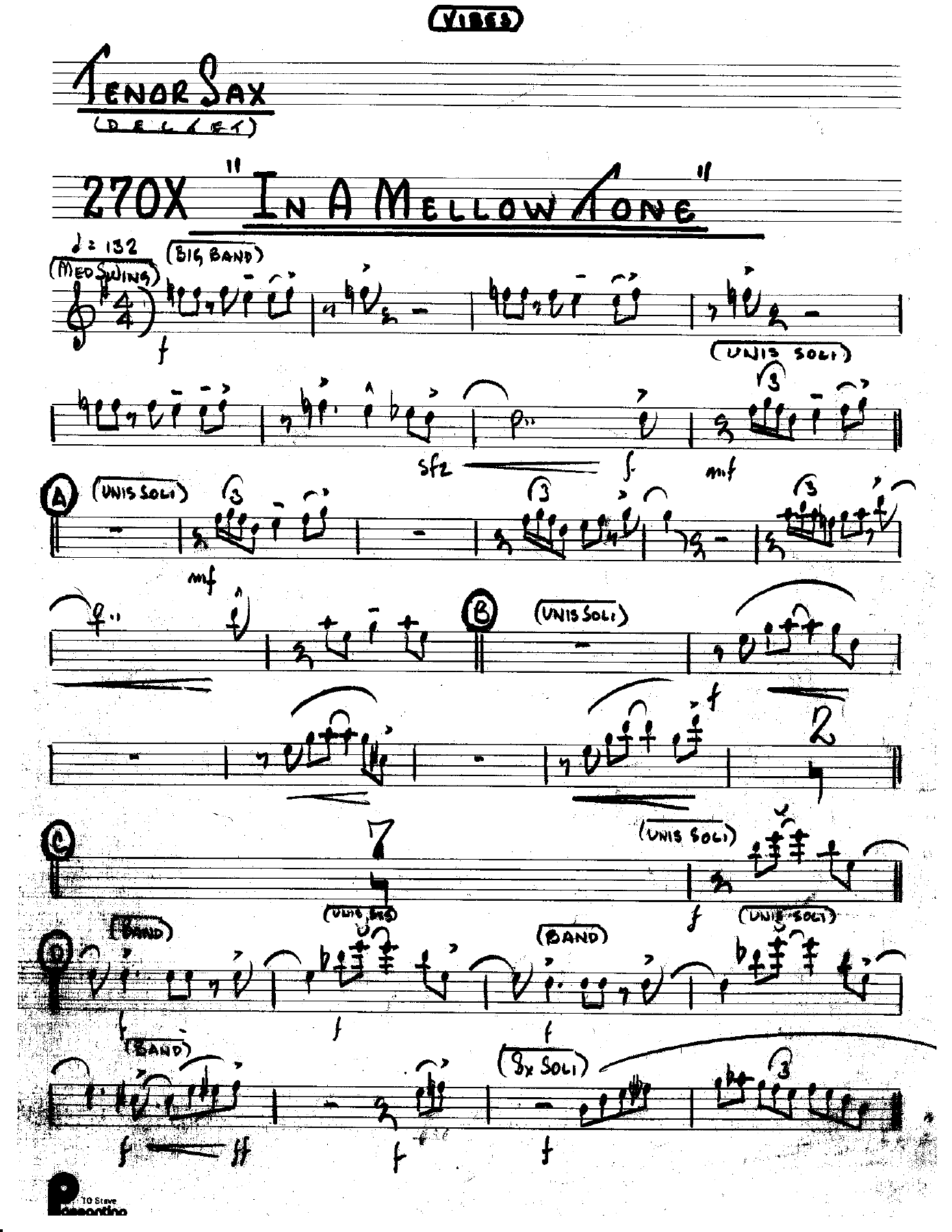In A Mellow Tone (Kenton Dectet #270X) 3214 Vibes Opt — Pequeño Conjunto sheet music by Stan Kenton Dected 176 | Jazz Standard