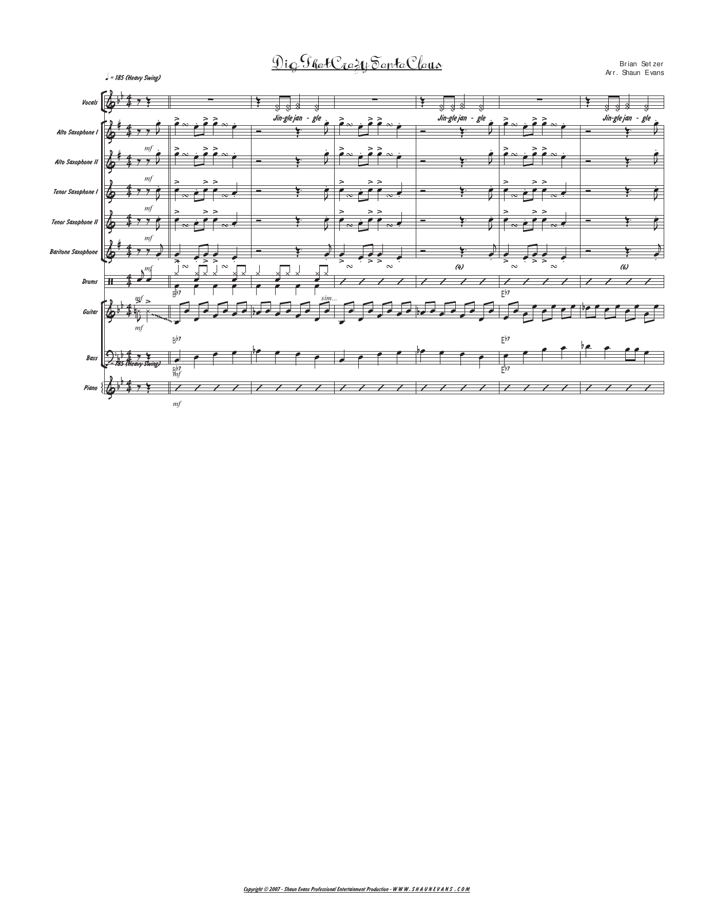 Dig That Crazy Santa Claus — sheet music preview