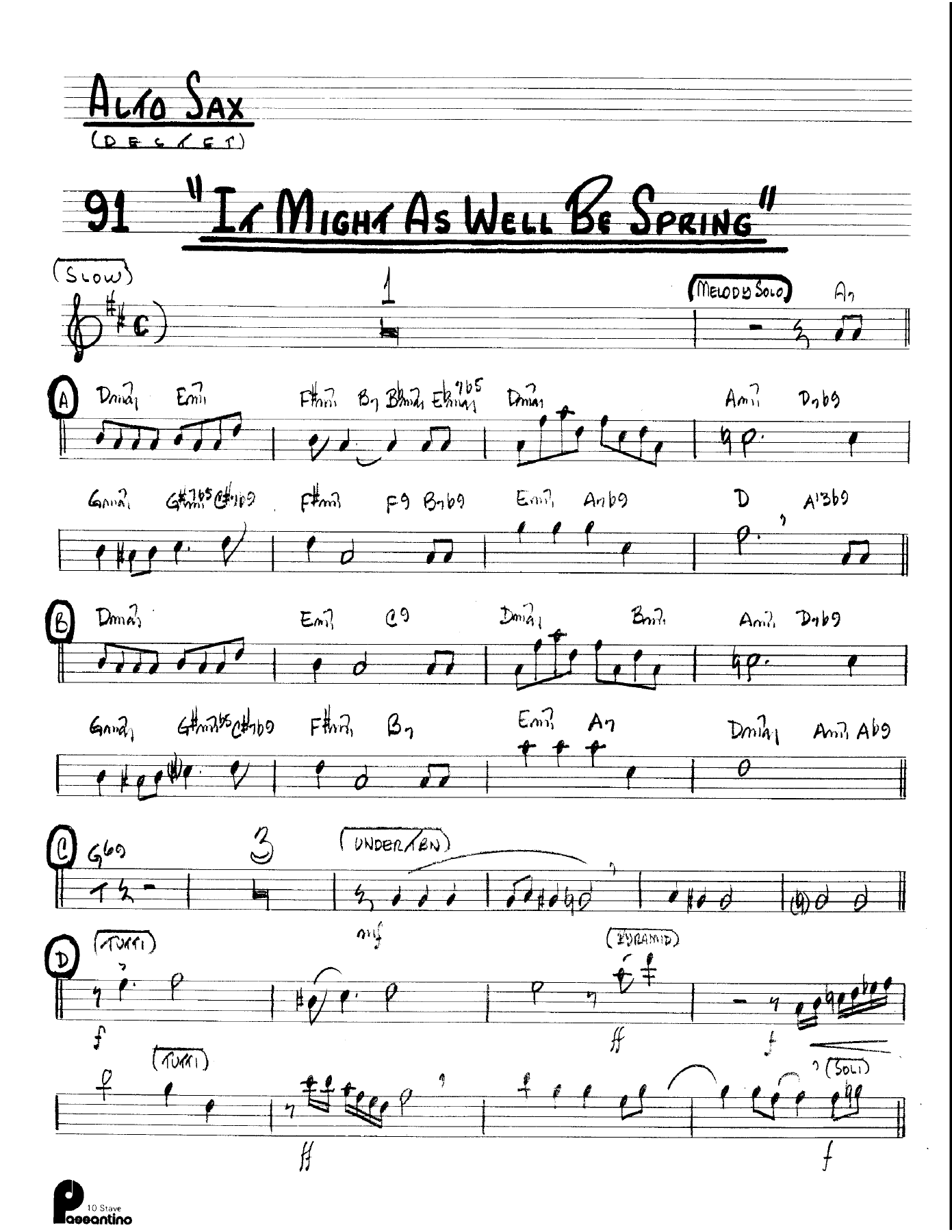 It Might As Well Be Spring (Kenton Dectet #91) 3213 — Small Ensemble sheet music arranged by Stan Kenton Dected 176 | Jazz Standard