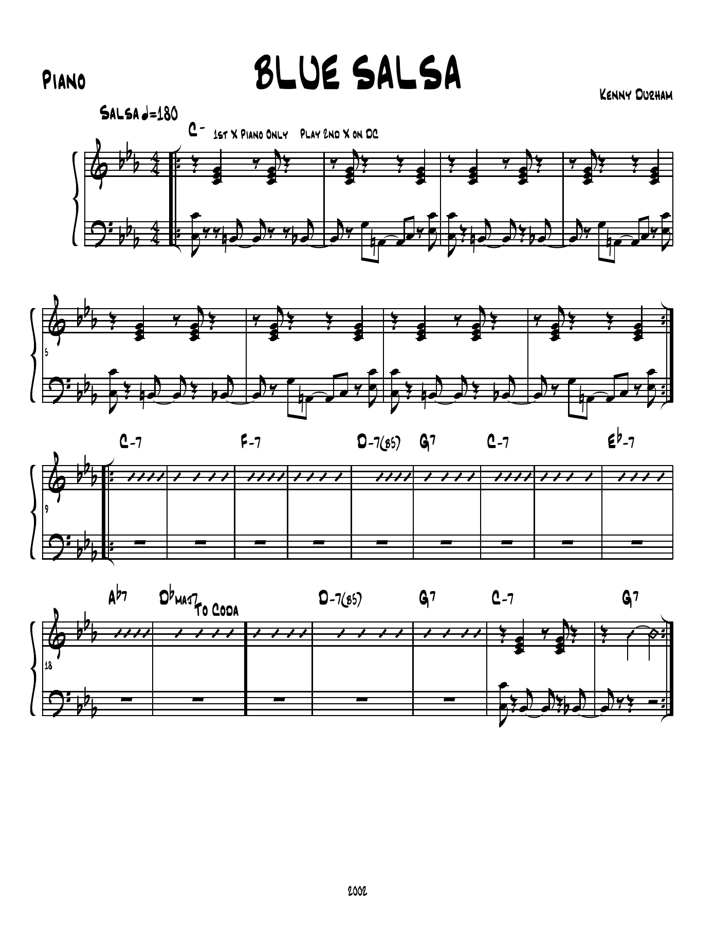 Blue Salsa 2 horns + Rhythm — sheet music preview