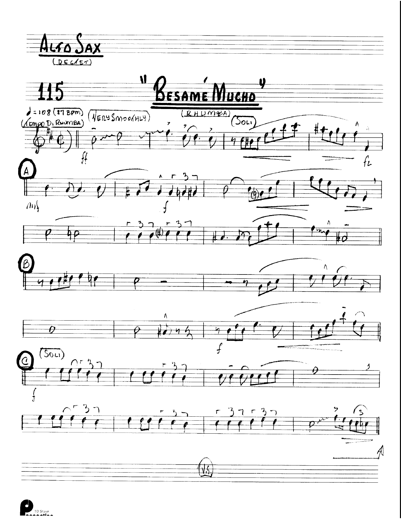 Besame Mucho — sheet music cover (first page)
