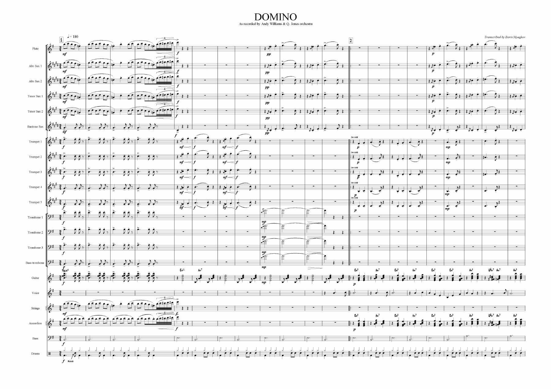 Domino — sheet music cover (first page)